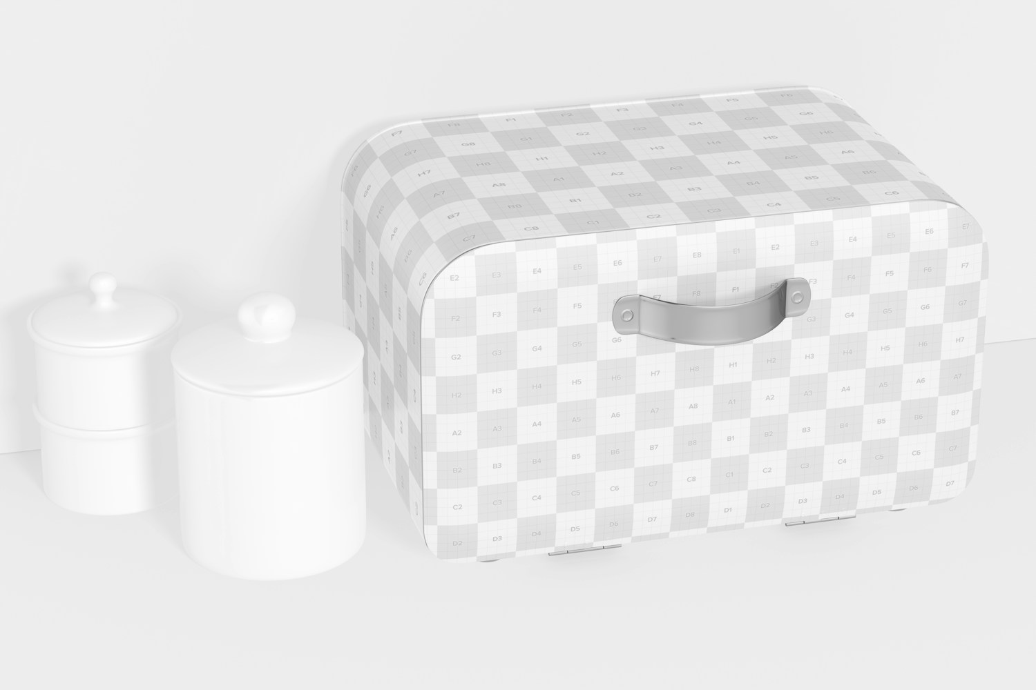 Retro Style Bread Box Mockup, Perspective Retro Style Bread Box Mockup, Perspective