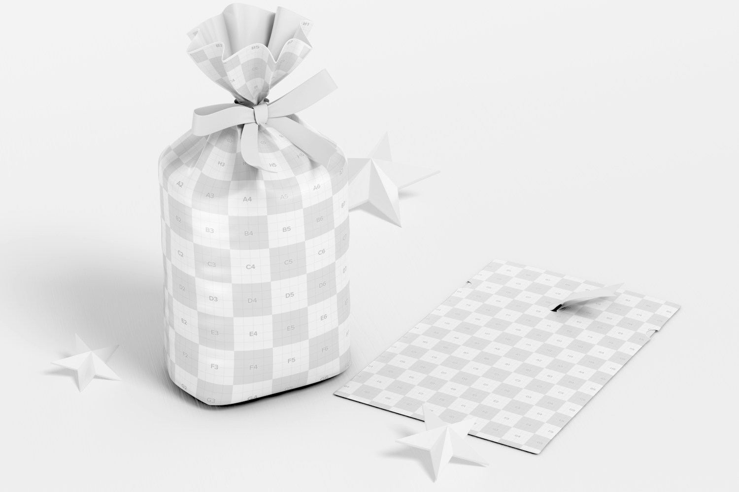 Plastic Pouch Bag for Candy Mockup, Side View Plastic Pouch Bag for Candy Mockup, Side View