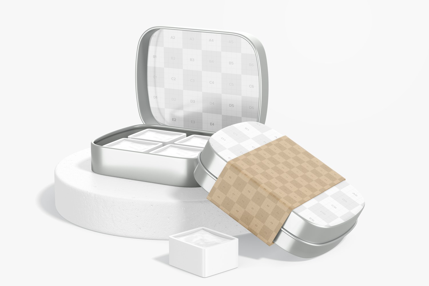 Watercolor Tin Boxes Mockup Watercolor Tin Boxes Mockup