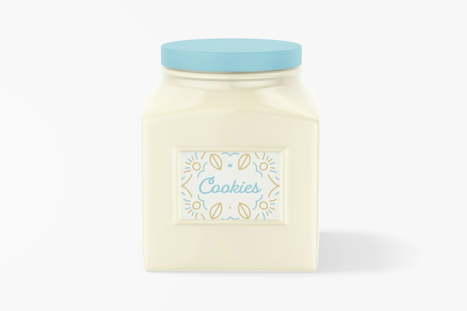 Square Ceramic Canister Mockup, Front View Square Ceramic Canister Mockup, Front View