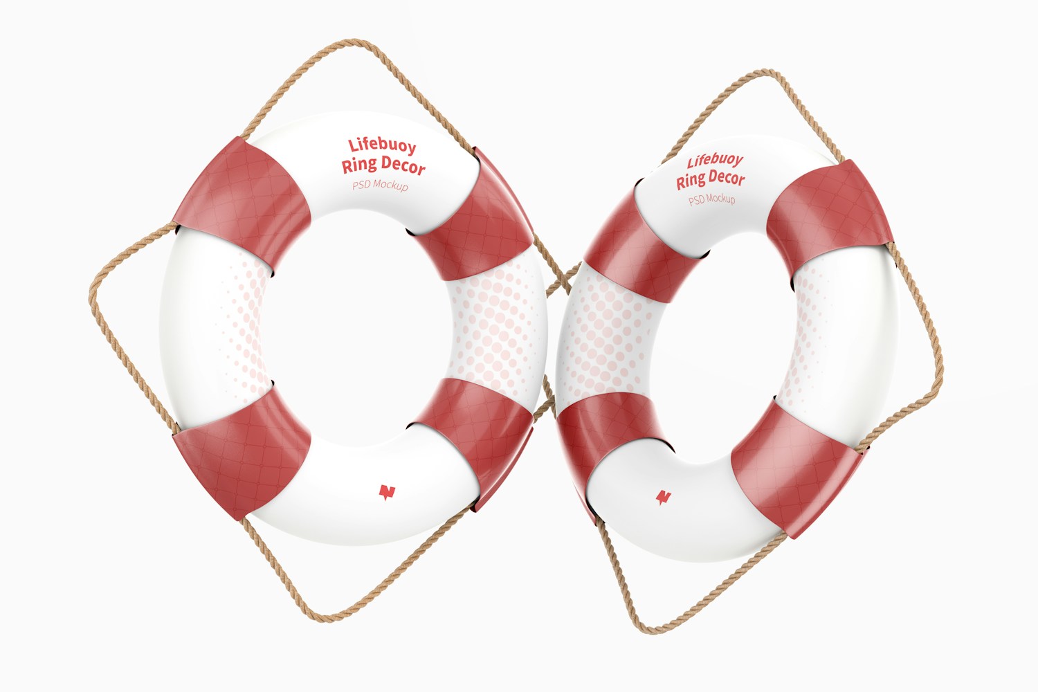 Lifebuoy Rings Decor Mockup, Floating Lifebuoy Rings Decor Mockup, Floating