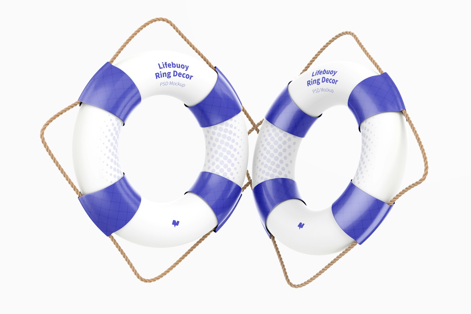 Lifebuoy Rings Decor Mockup, Floating Lifebuoy Rings Decor Mockup, Floating
