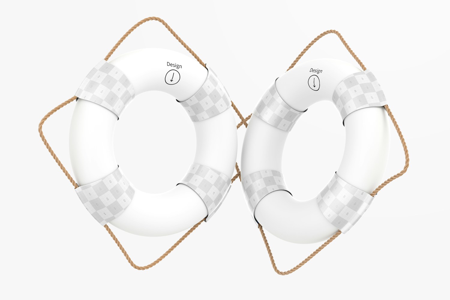 Lifebuoy Rings Decor Mockup, Floating Lifebuoy Rings Decor Mockup, Floating