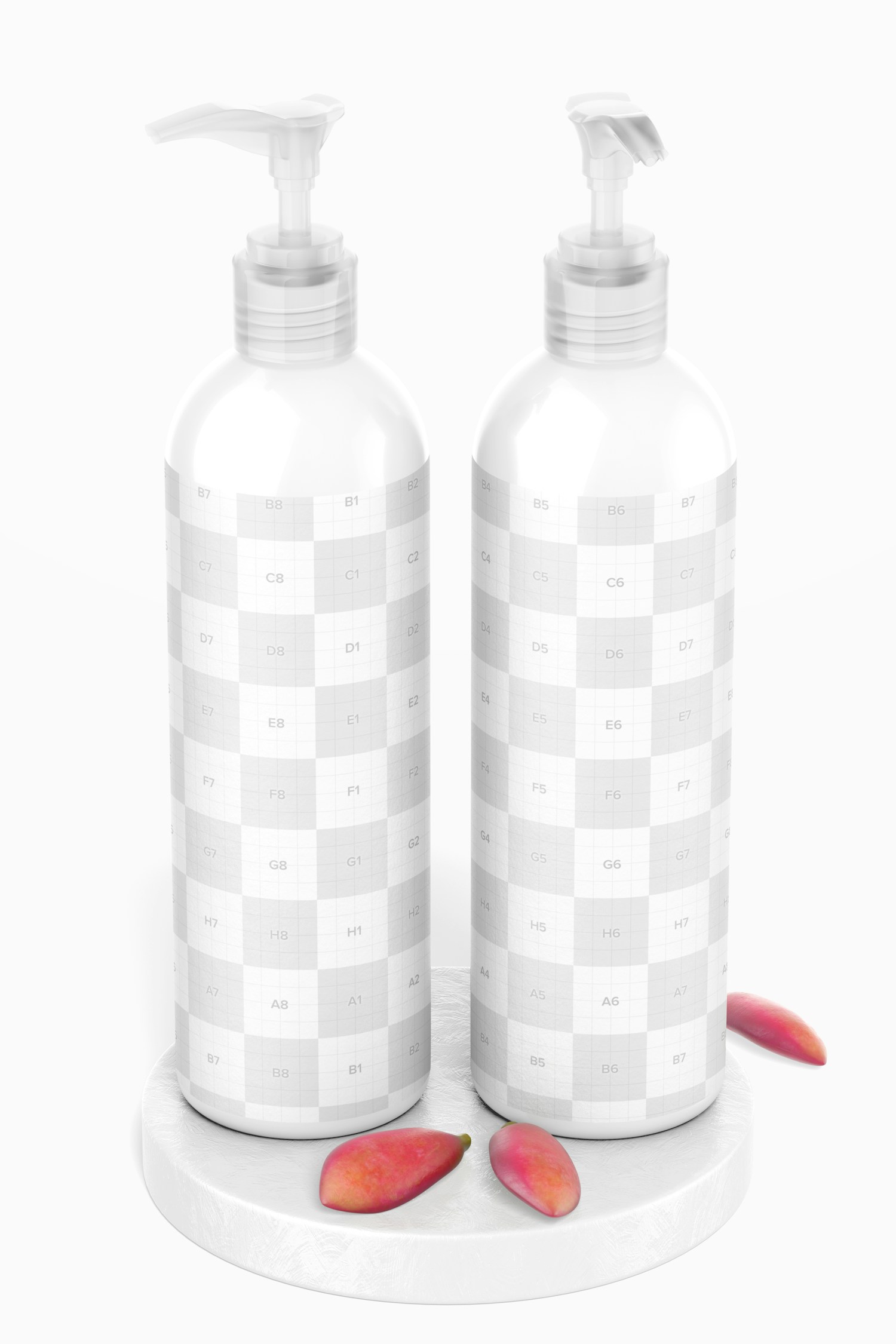 12 oz Pump Rounded Bottles Mockup 12 oz Pump Rounded Bottles Mockup