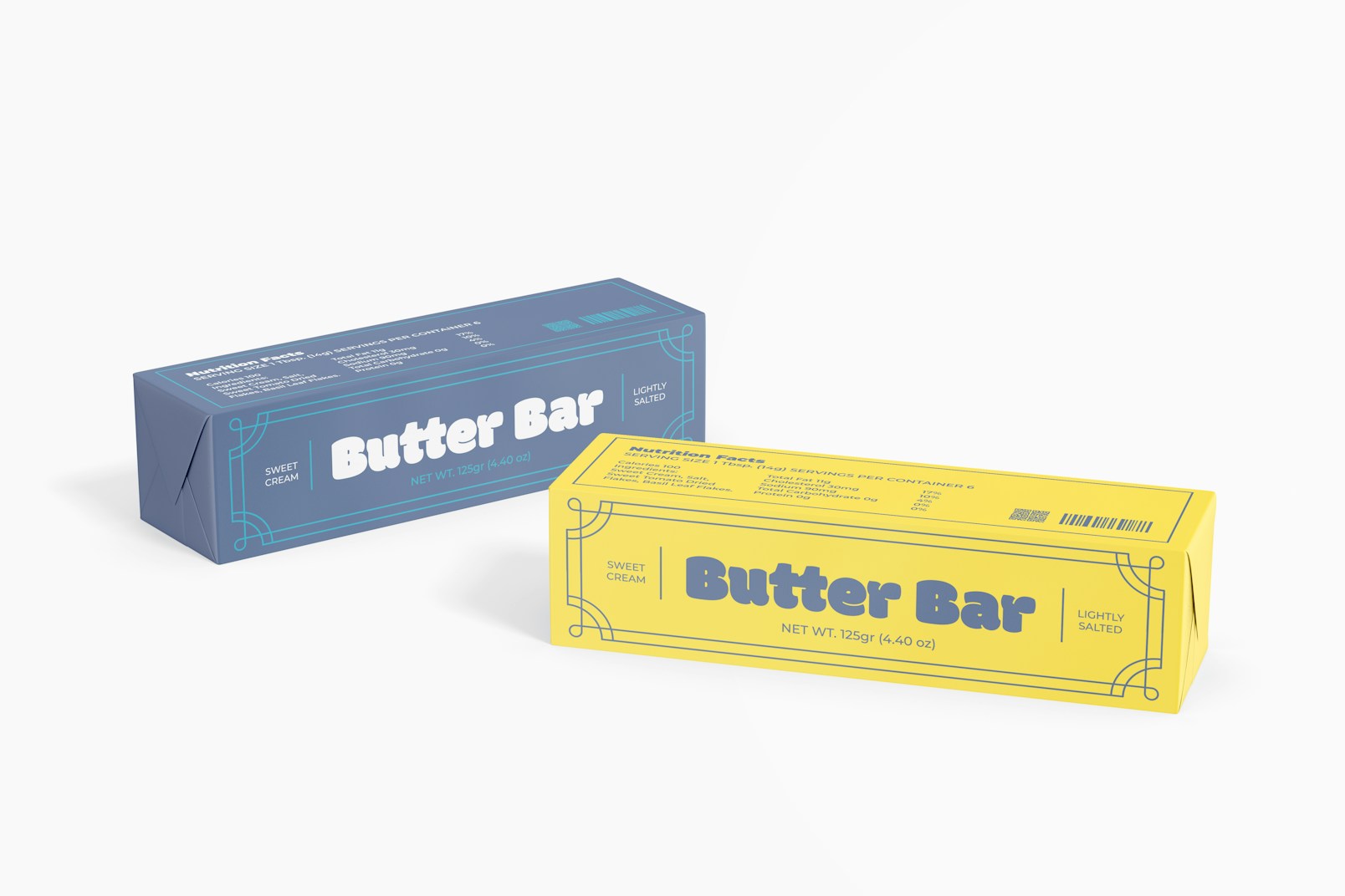 125gr Butter Bars Mockup, Front View