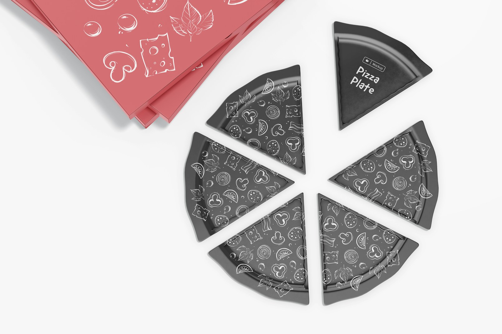 Maqueta de Platos de Pizza, Vista Superior