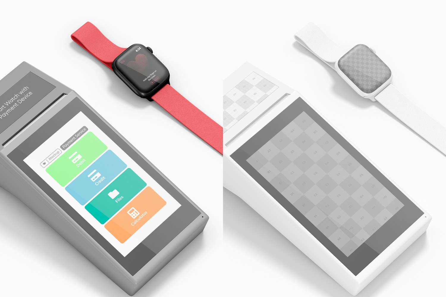 Smartwatch with Payment Device Mockup, Close up