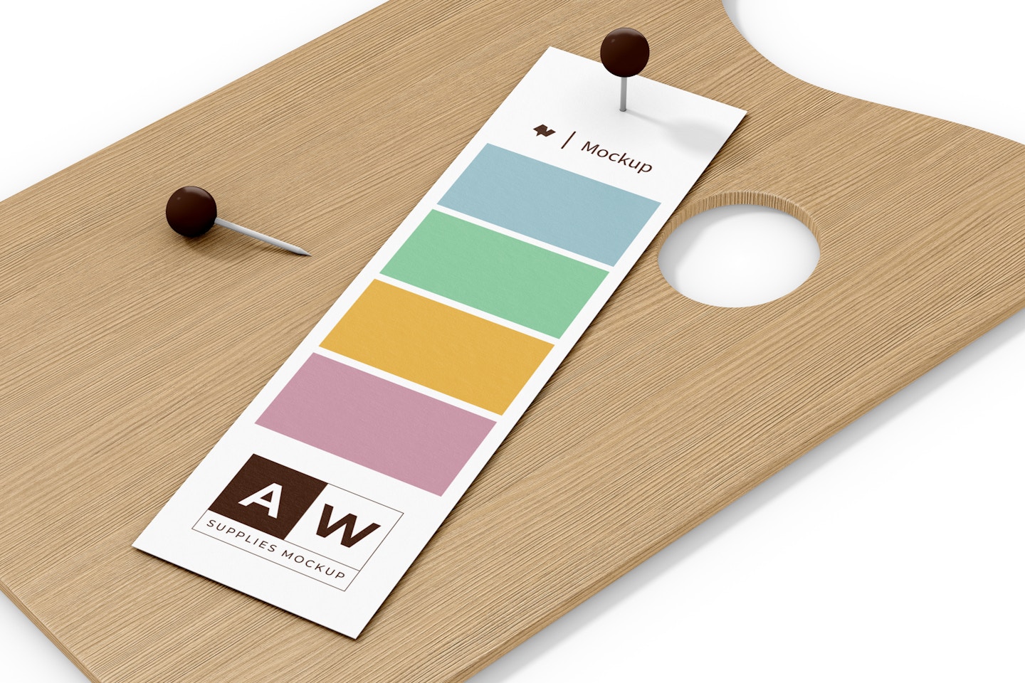 Rectangular Color Swatch Sheet Mockup, on Surface