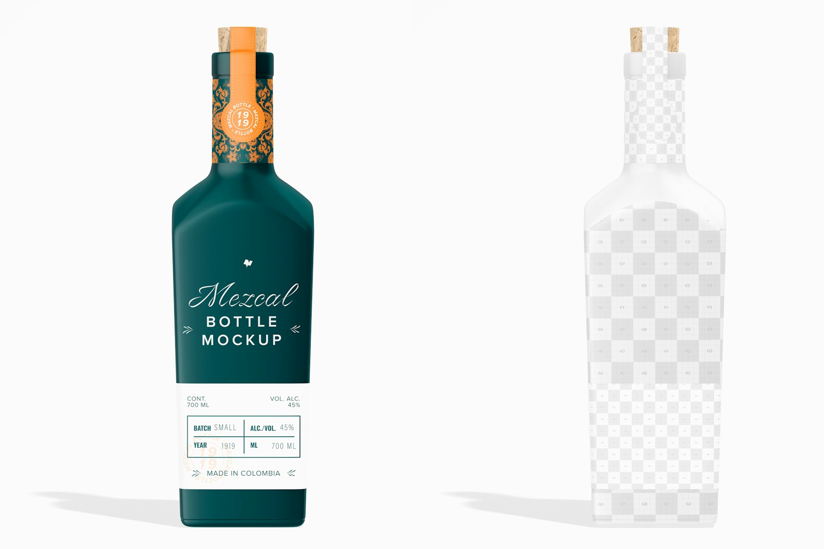Mezcal Bottle Mockup, Front View