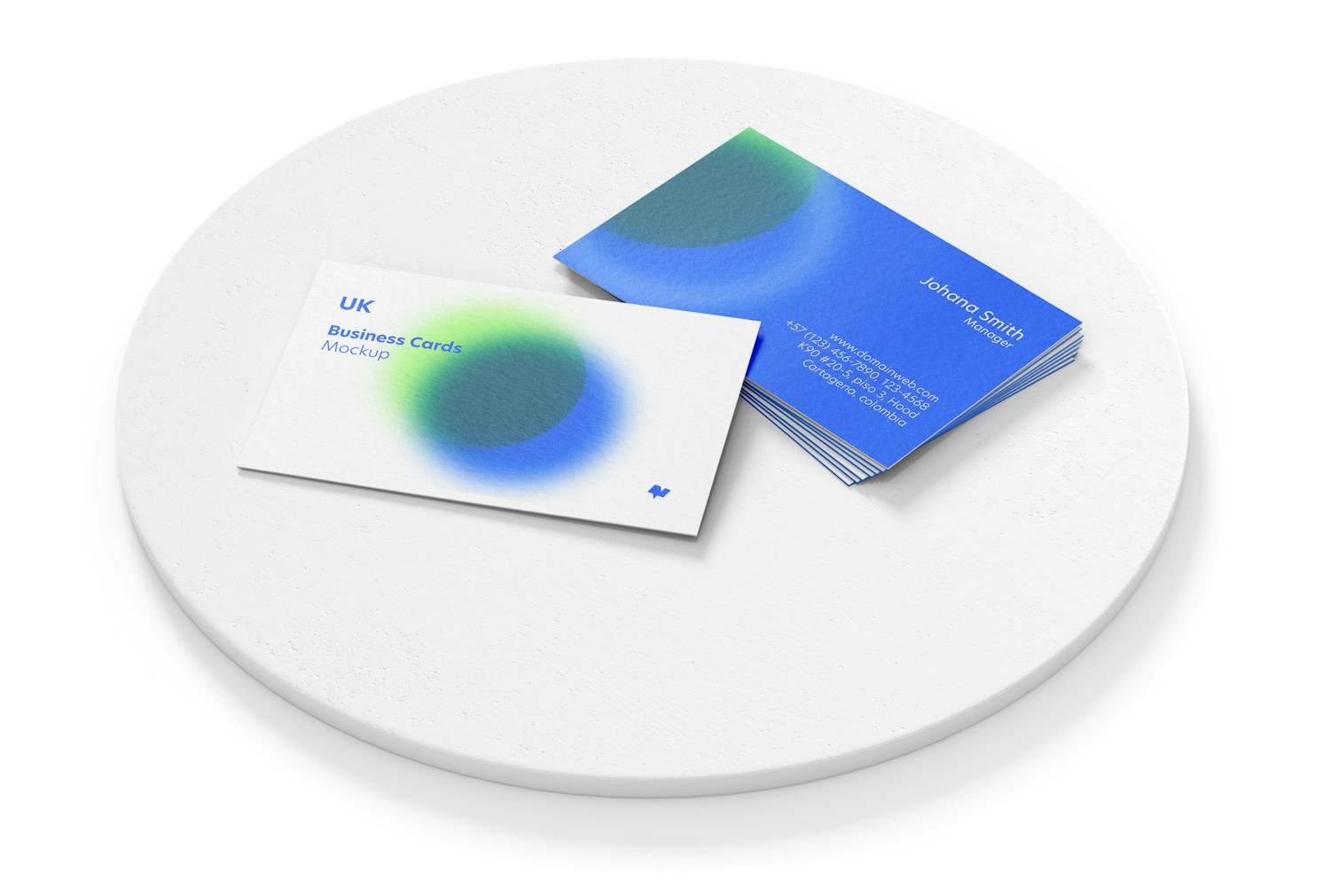 UK Landscape Business Cards with Round Stone Mockup UK Landscape Business Cards with Round Stone Mockup