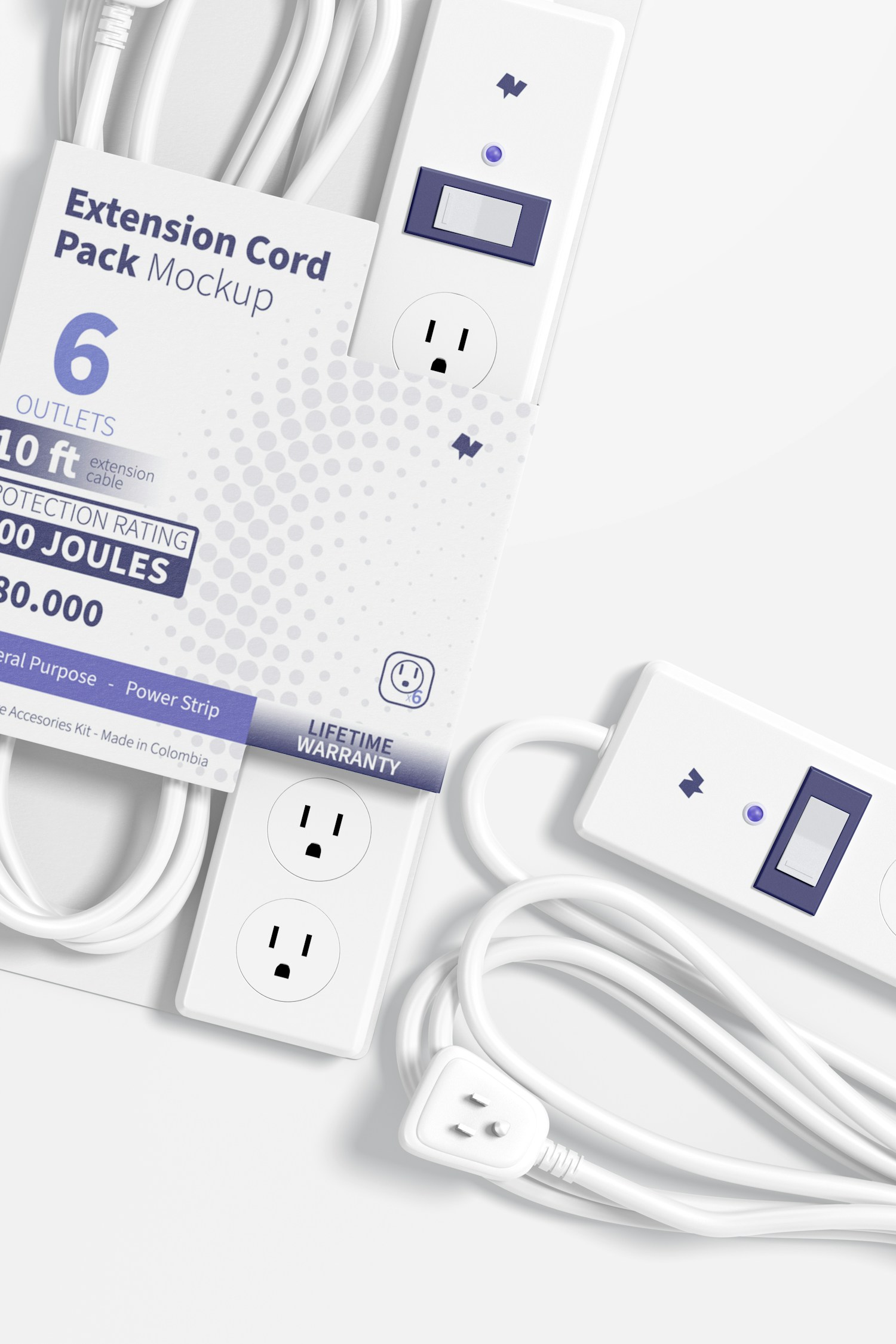 Extension Cord Pack Mockup, Close Up