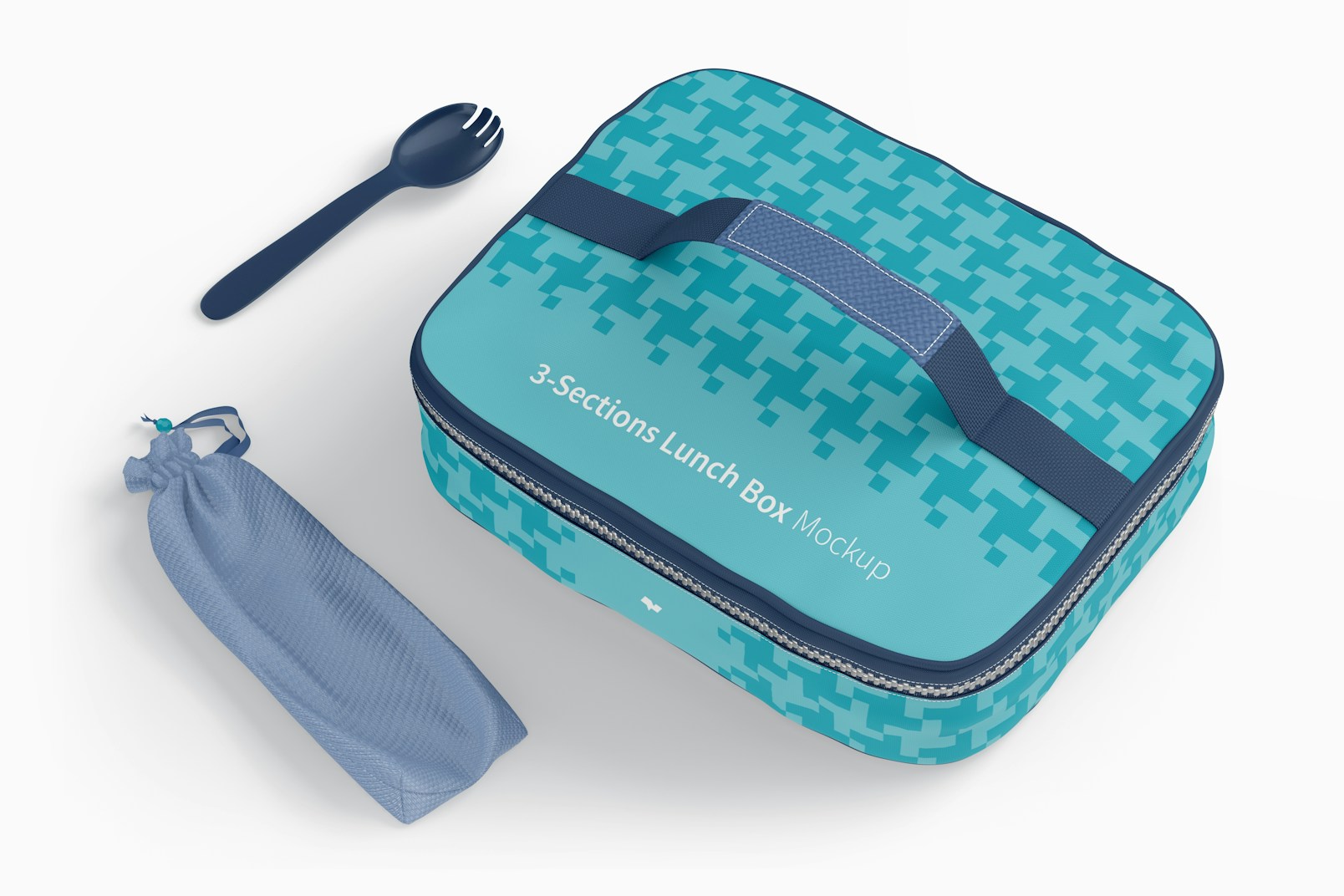 Three Sections Lunch Box Mockup, Top View