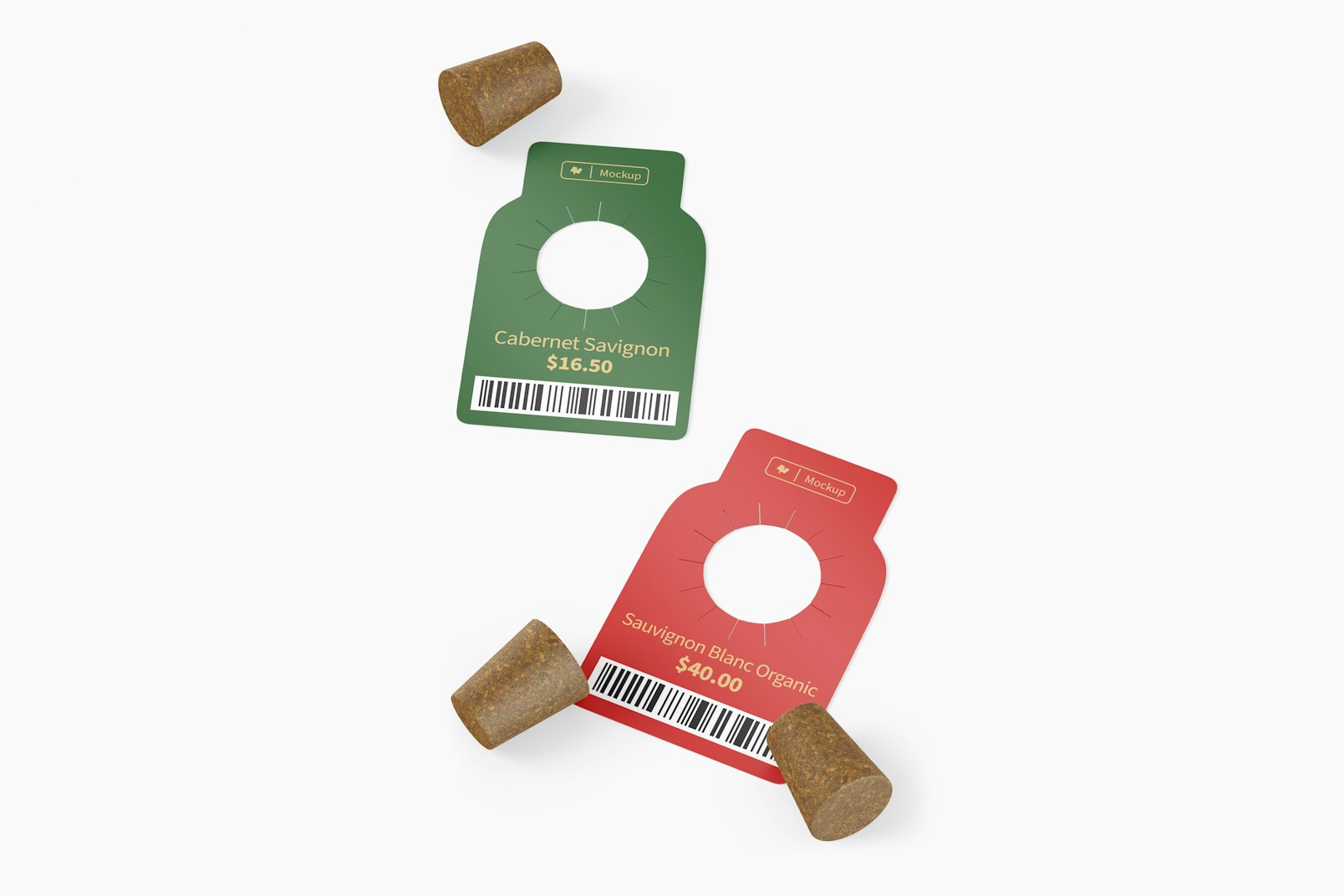 Wine Bottle Tags Mockup, Perspective