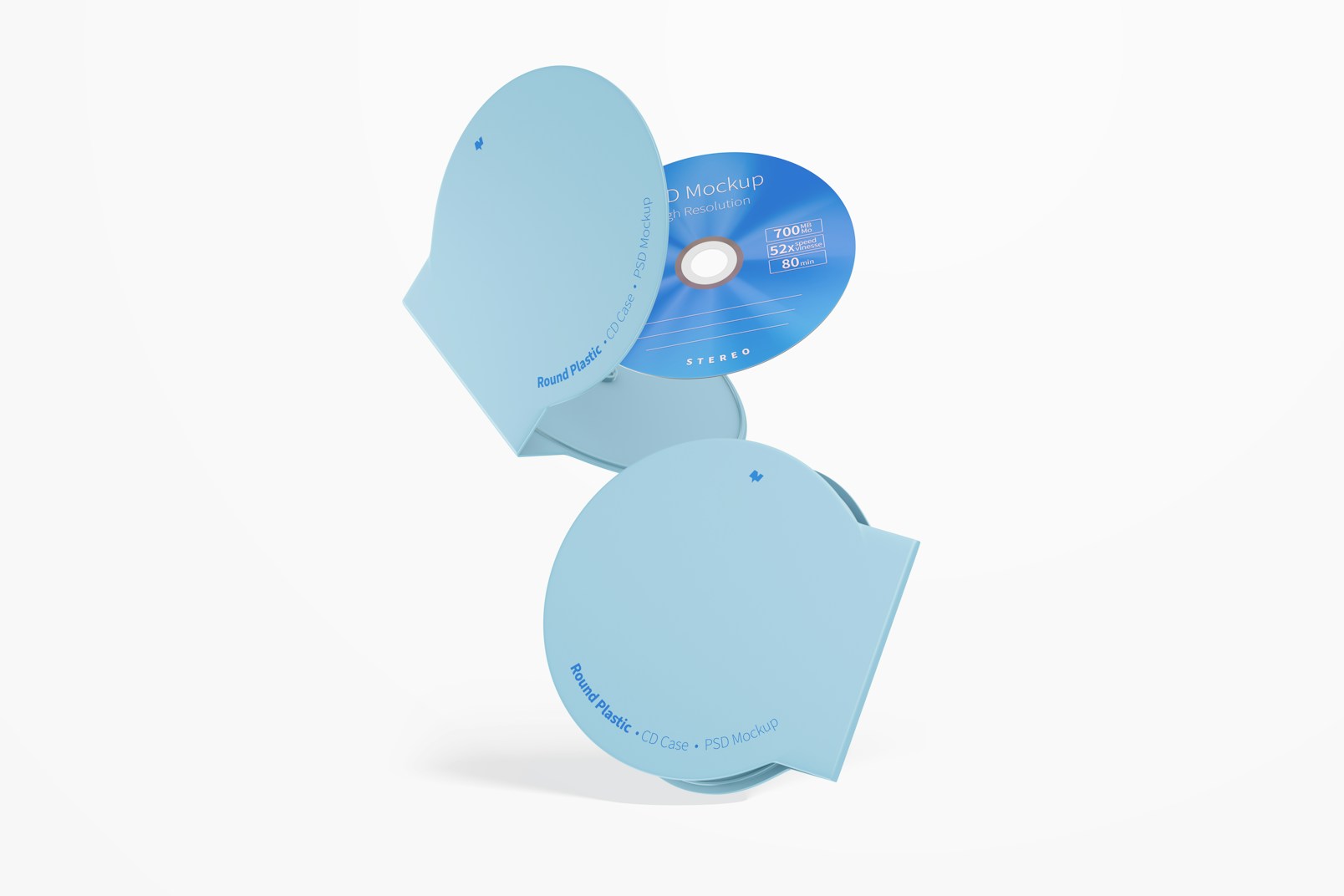 Round Plastic CD Cases Mockup, Floating