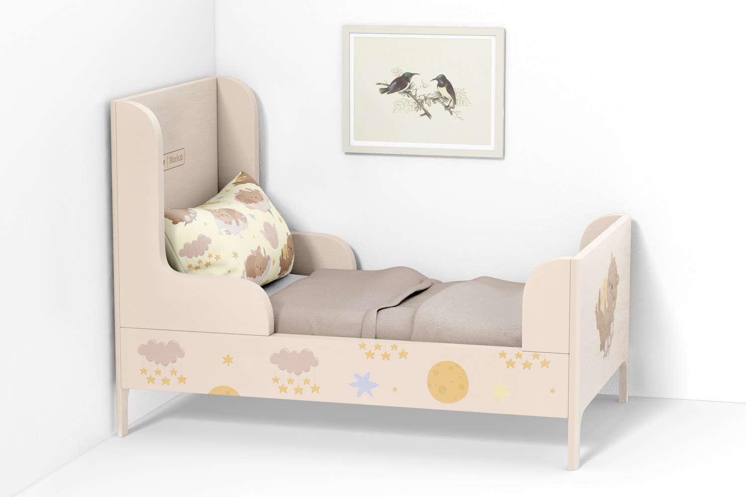 Child Bed Mockup, Side Right View Child Bed Mockup, Side Right View