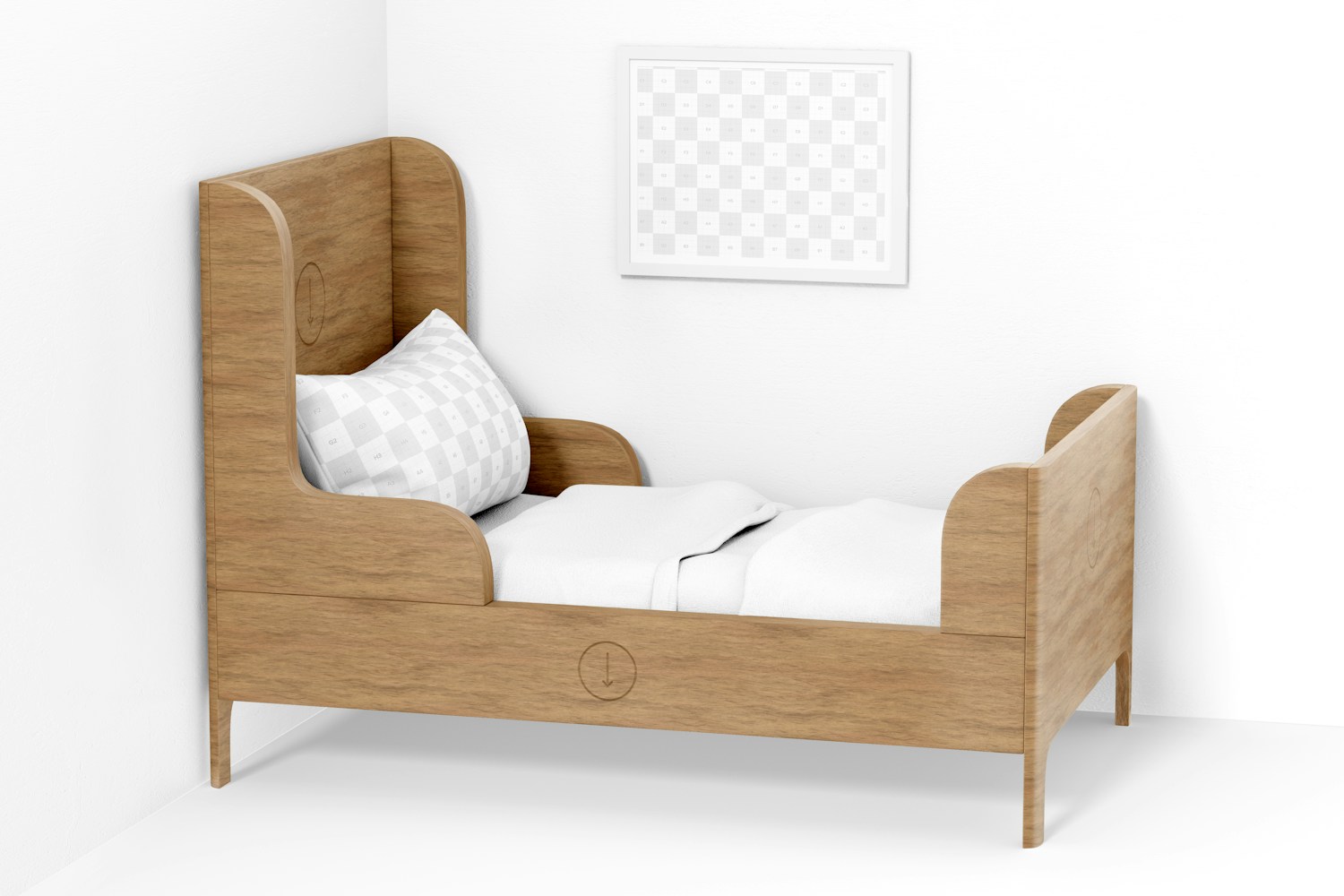 Child Bed Mockup, Side Right View Child Bed Mockup, Side Right View