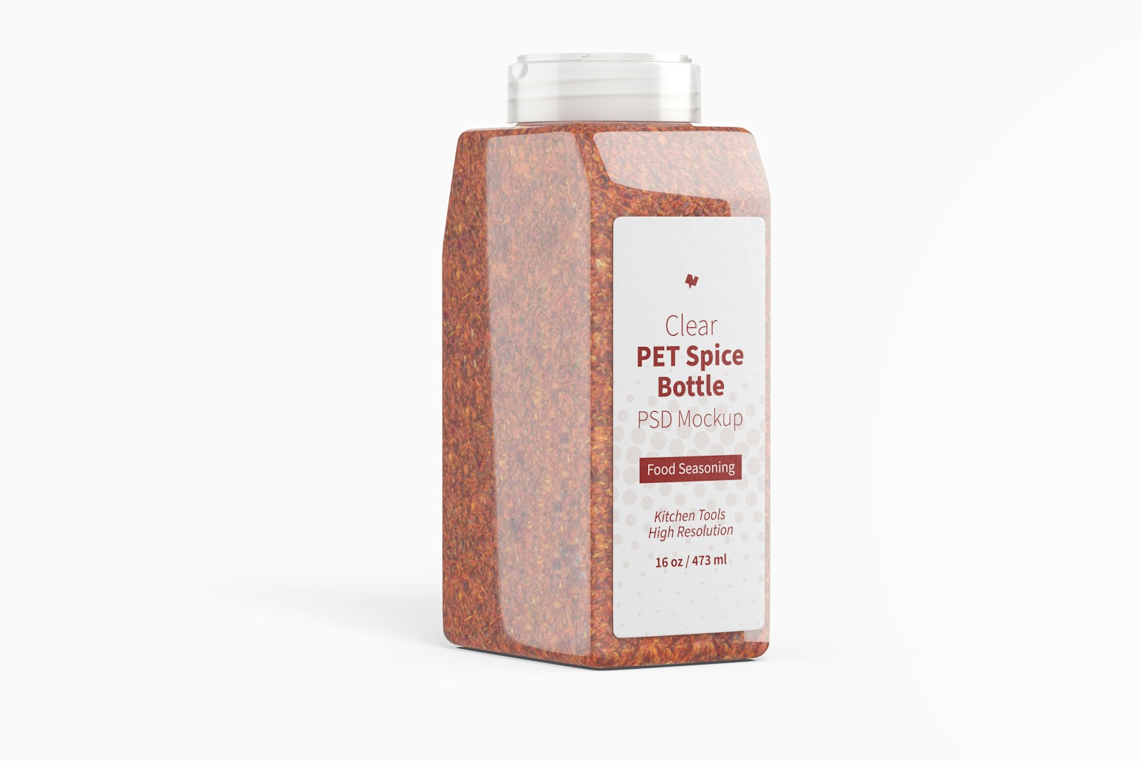 16 oz Clear PET Spice Bottle Mockup