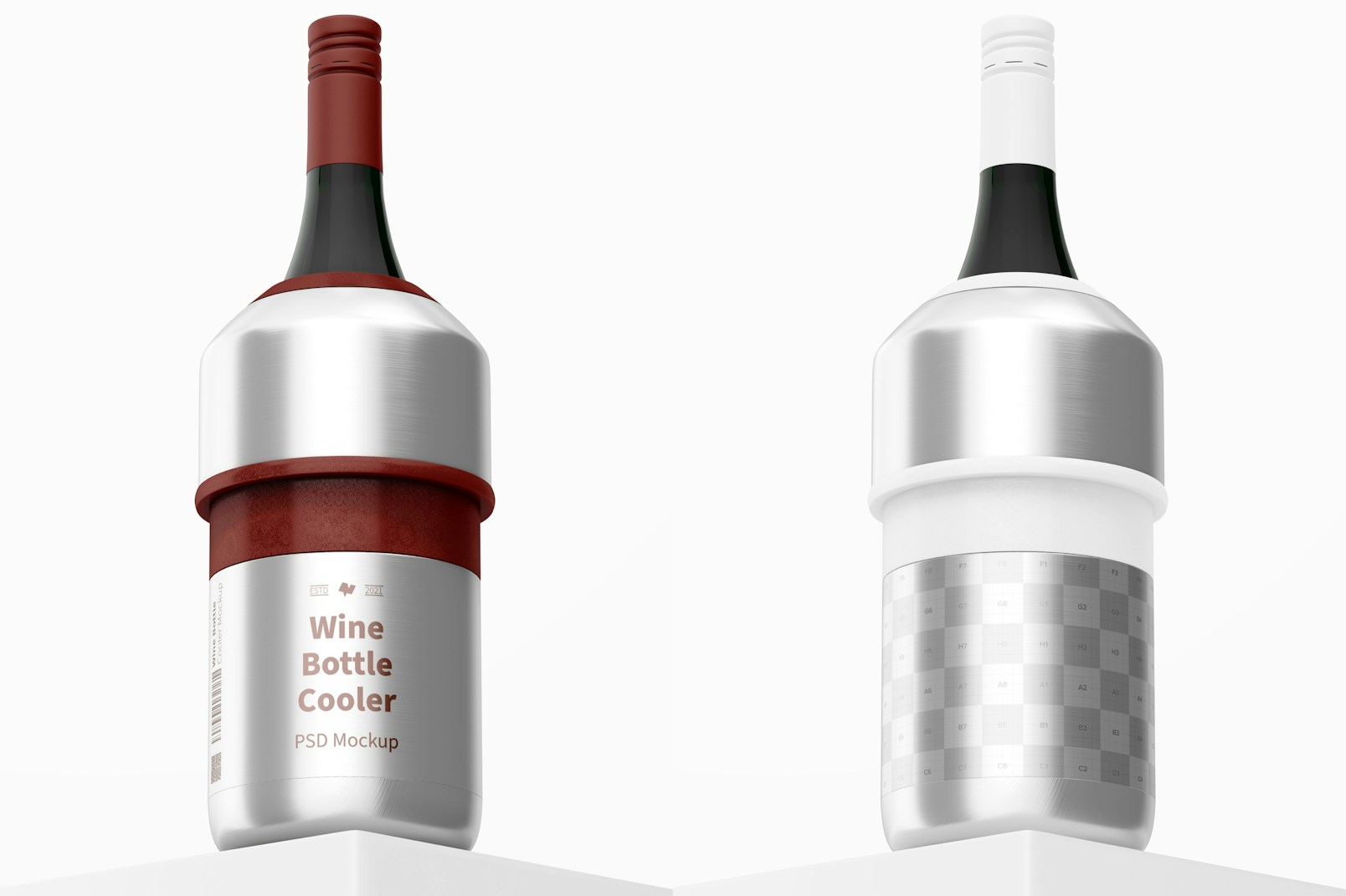 Wine Bottle Cooler Mockup, Low Angle View