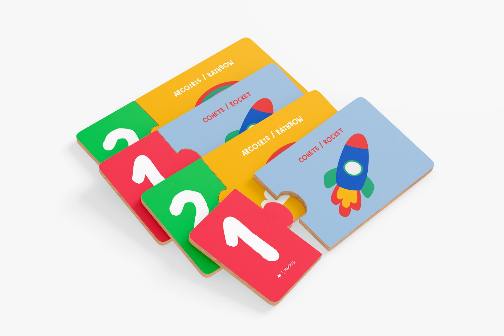 Kids Didactic Cards Mockup, Stacked