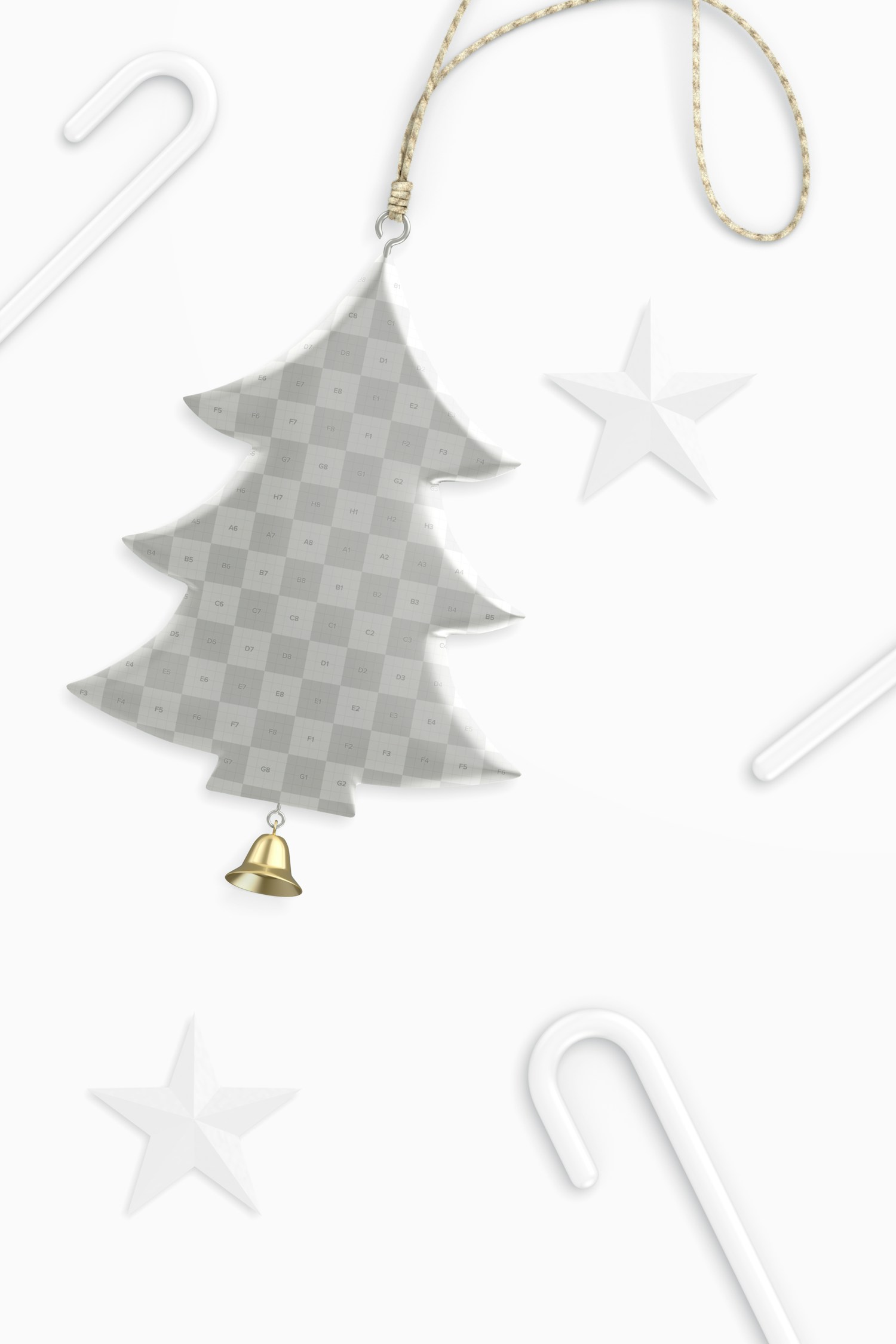 Metallic Christmas Tree Ornament Mockup, Top View