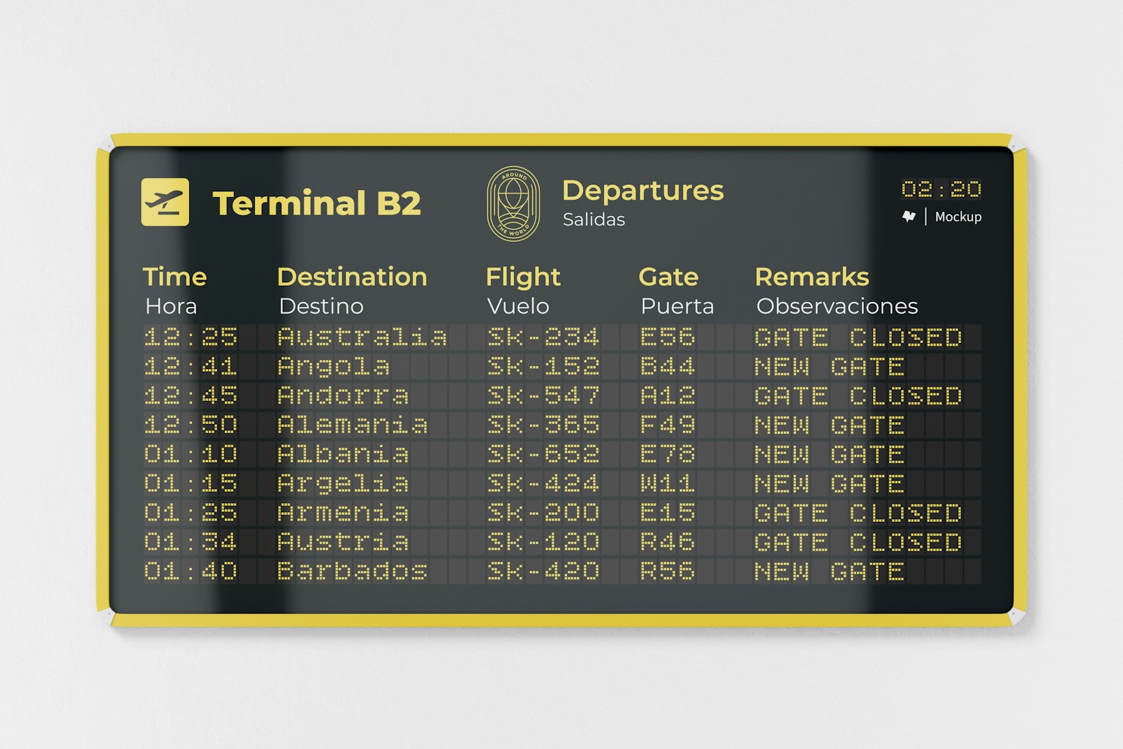 Airport Screen Mockup, Front View