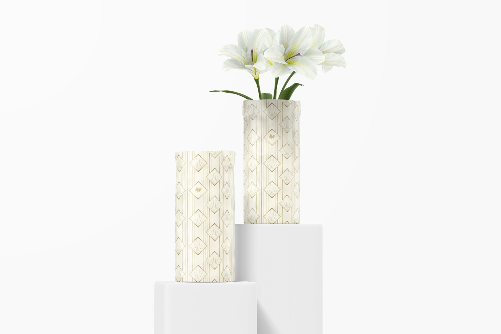 Ceramic Flower Vases Mockup, Perspective