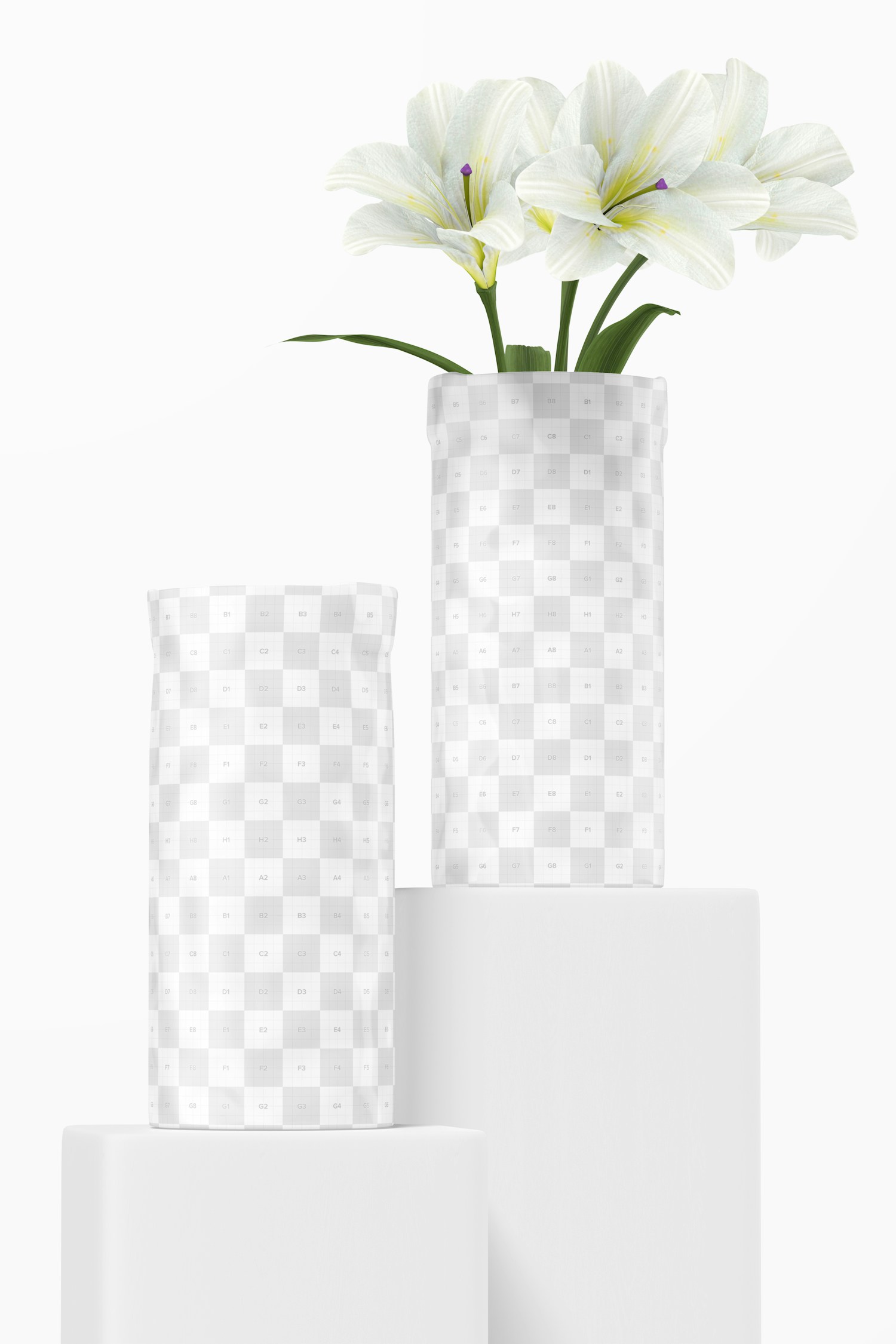Ceramic Flower Vases Mockup, Perspective