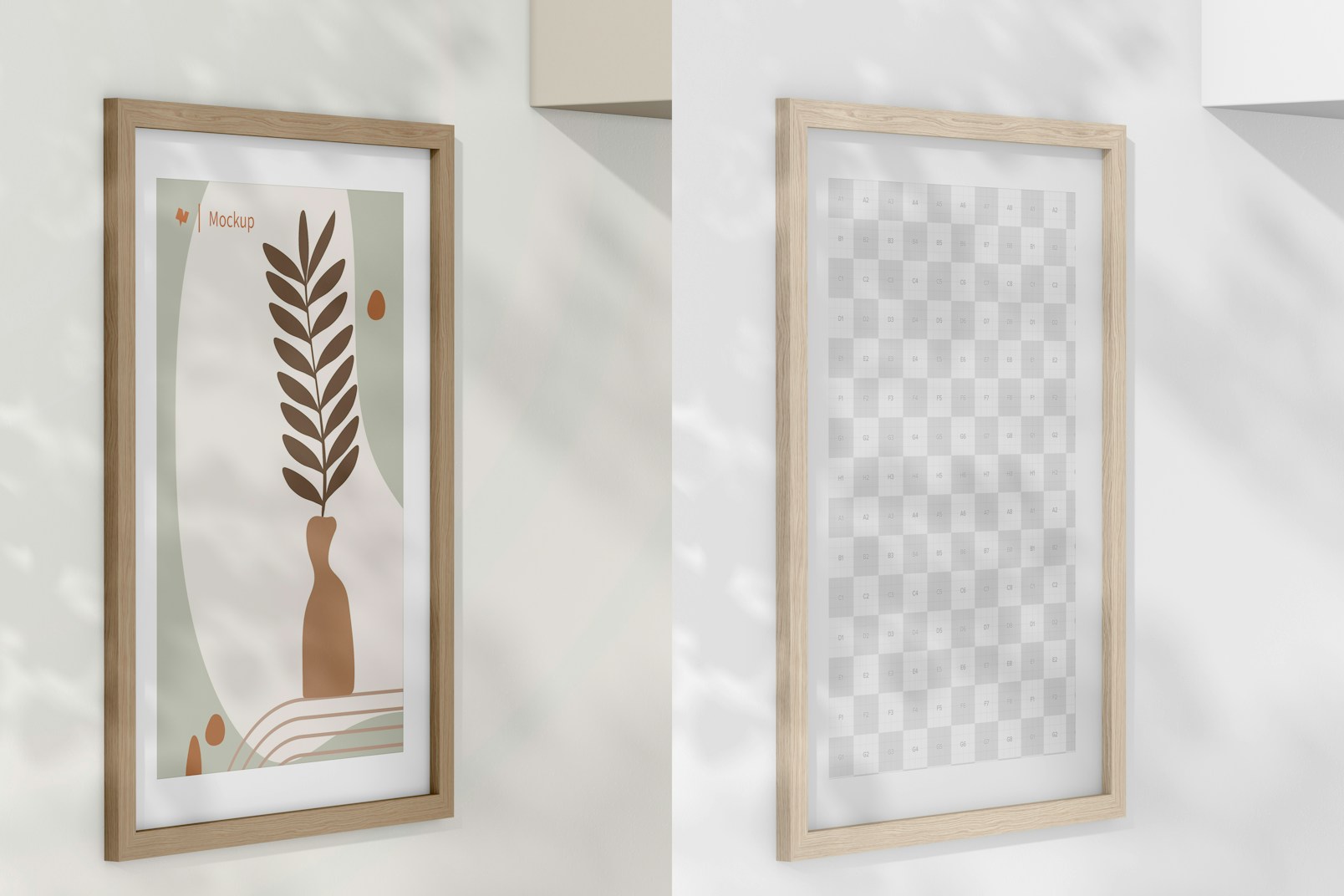 Large Nordic Frame with Passepartout Mockup, Left View