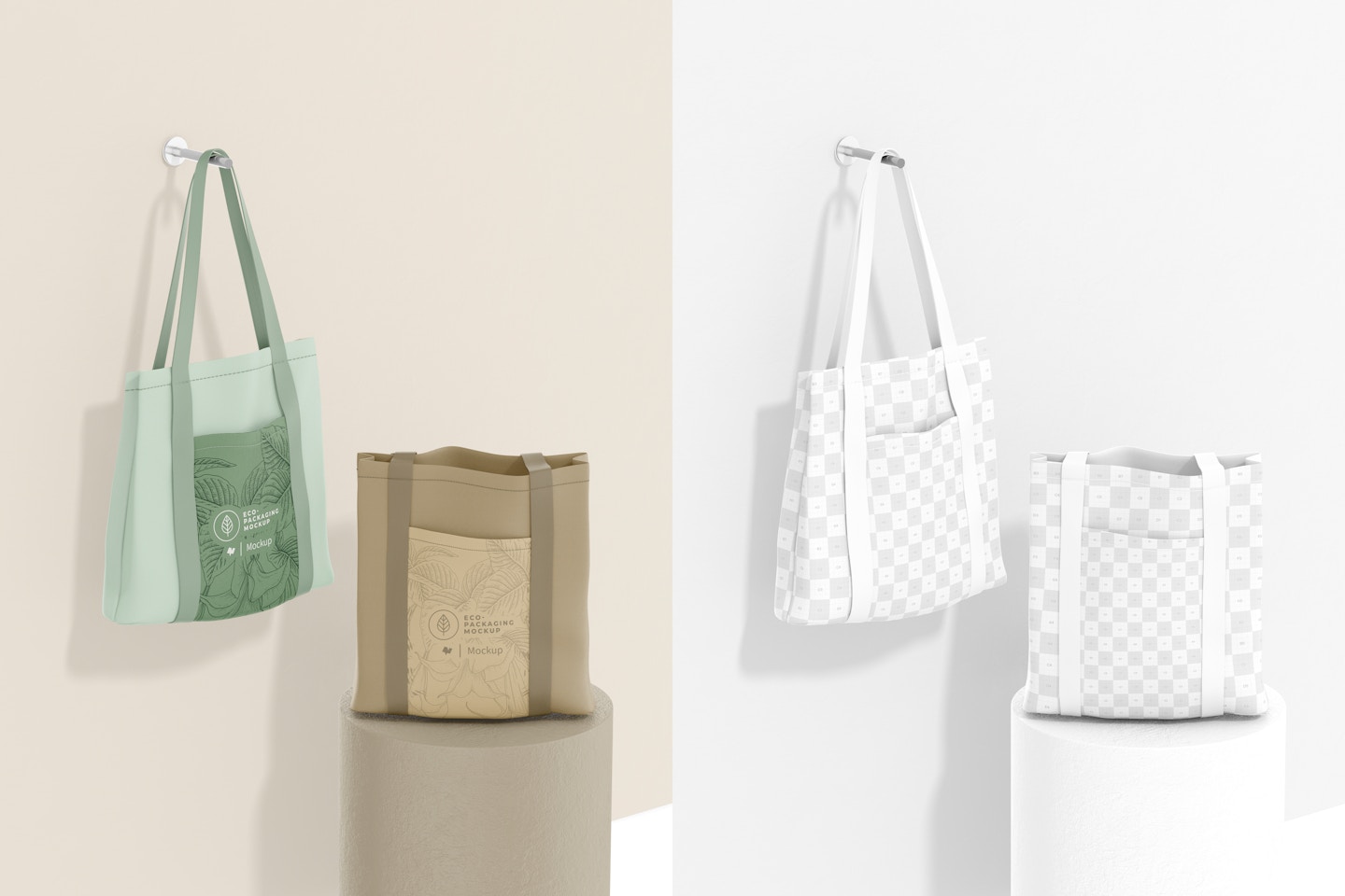 Tote Bags with Front Pocket Mockup