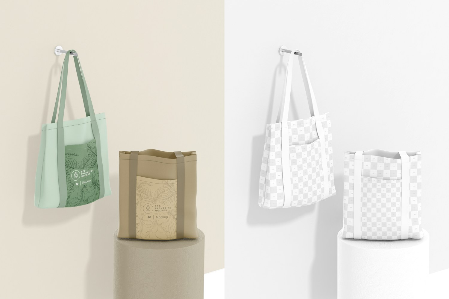 Tote Bags with Front Pocket Mockup