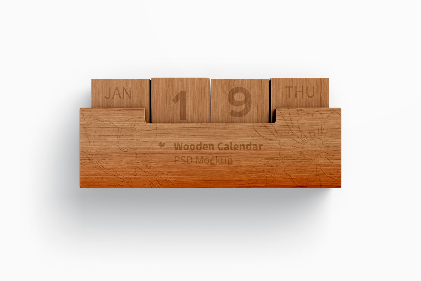 Wooden Calendar Mockup, Top View