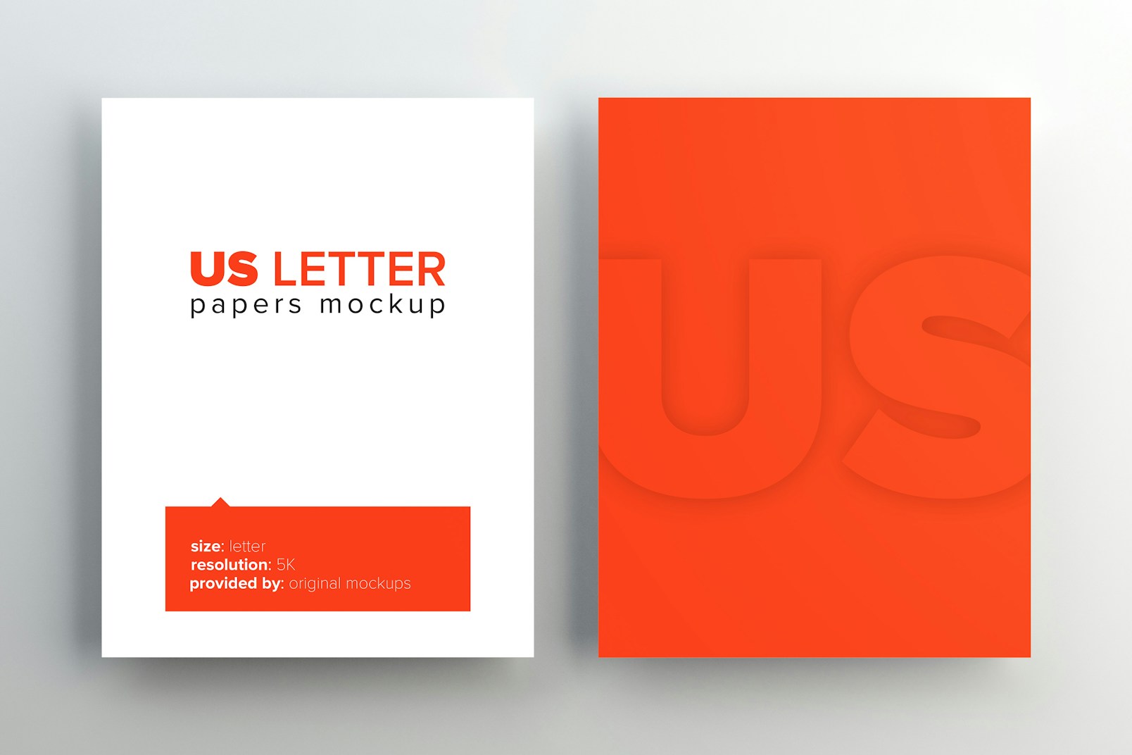 US Letter Papers Mockup