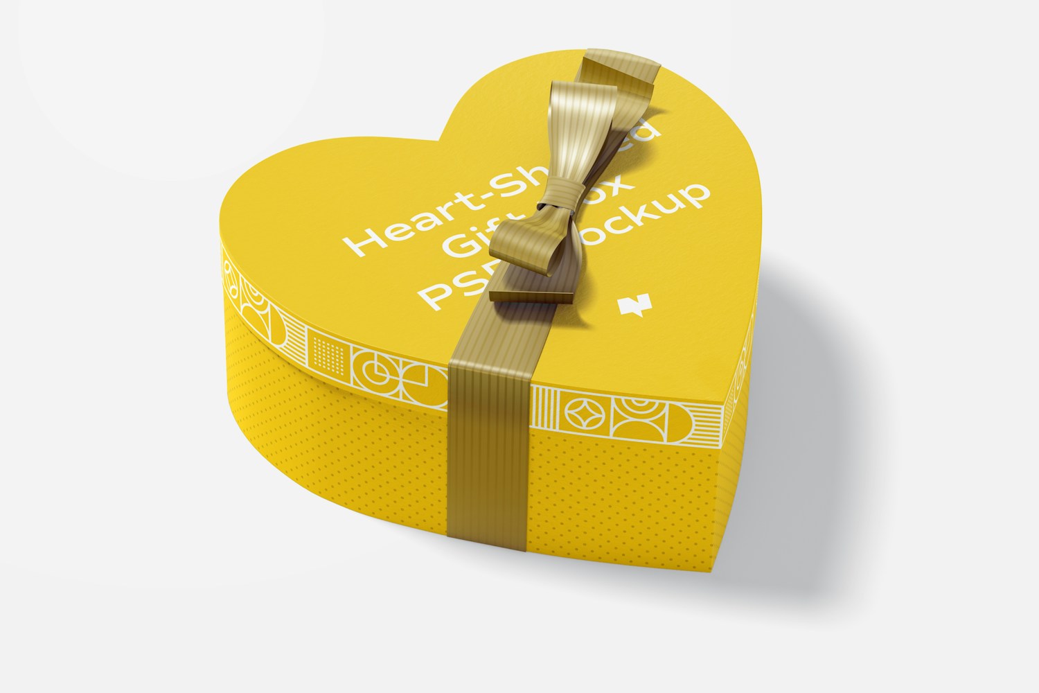 Heart-Shaped Gift Box With Paper Ribbon Mockup