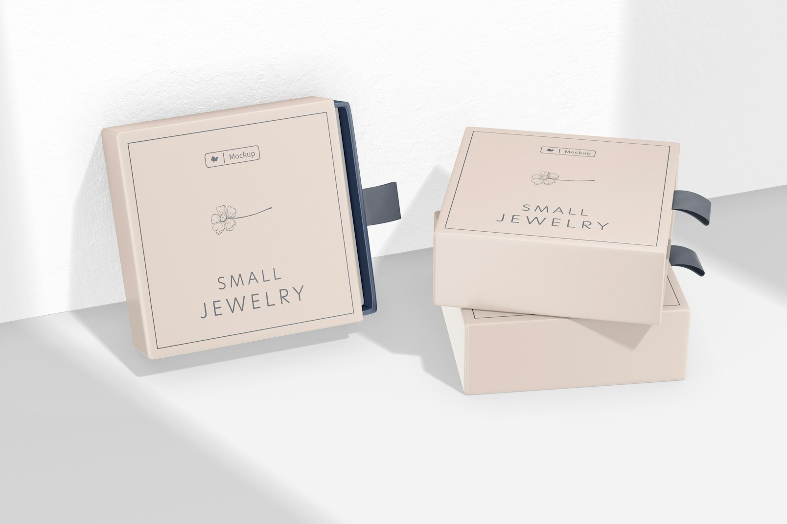 Small Jewelry Paper Boxes Mockup, Stacked