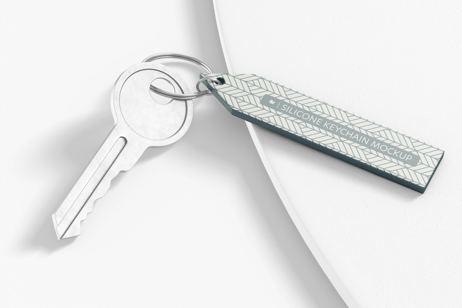 Slim Silicone Keychain Mockup, on Surface