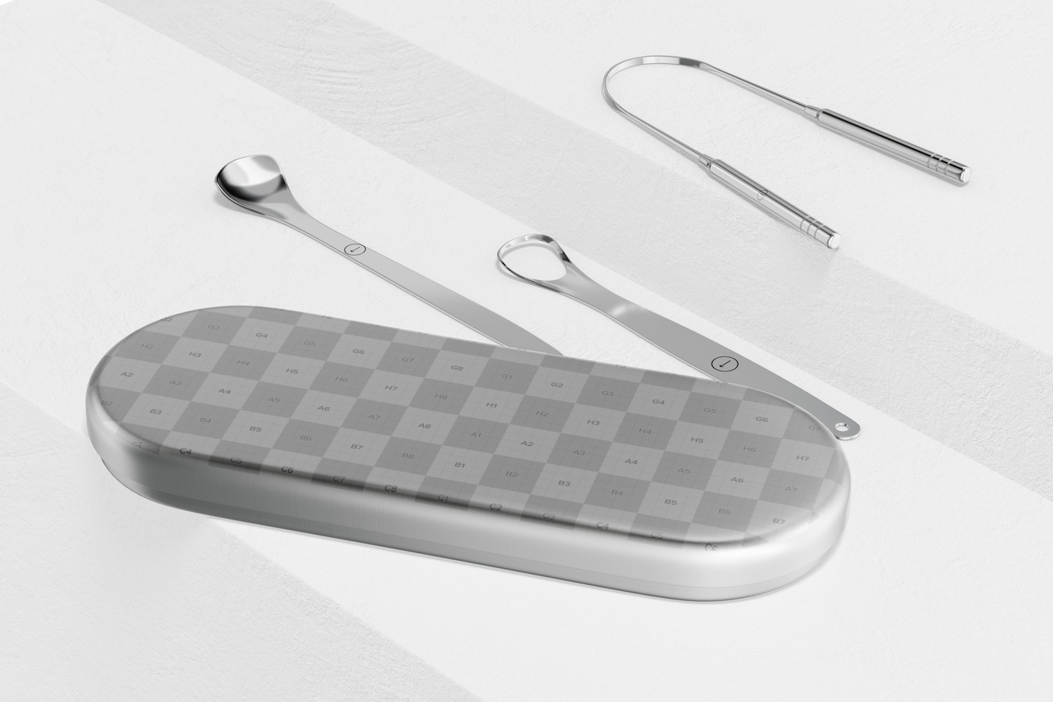 Tongue Cleaner Kit Mockup, Perspective Tongue Cleaner Kit Mockup, Perspective