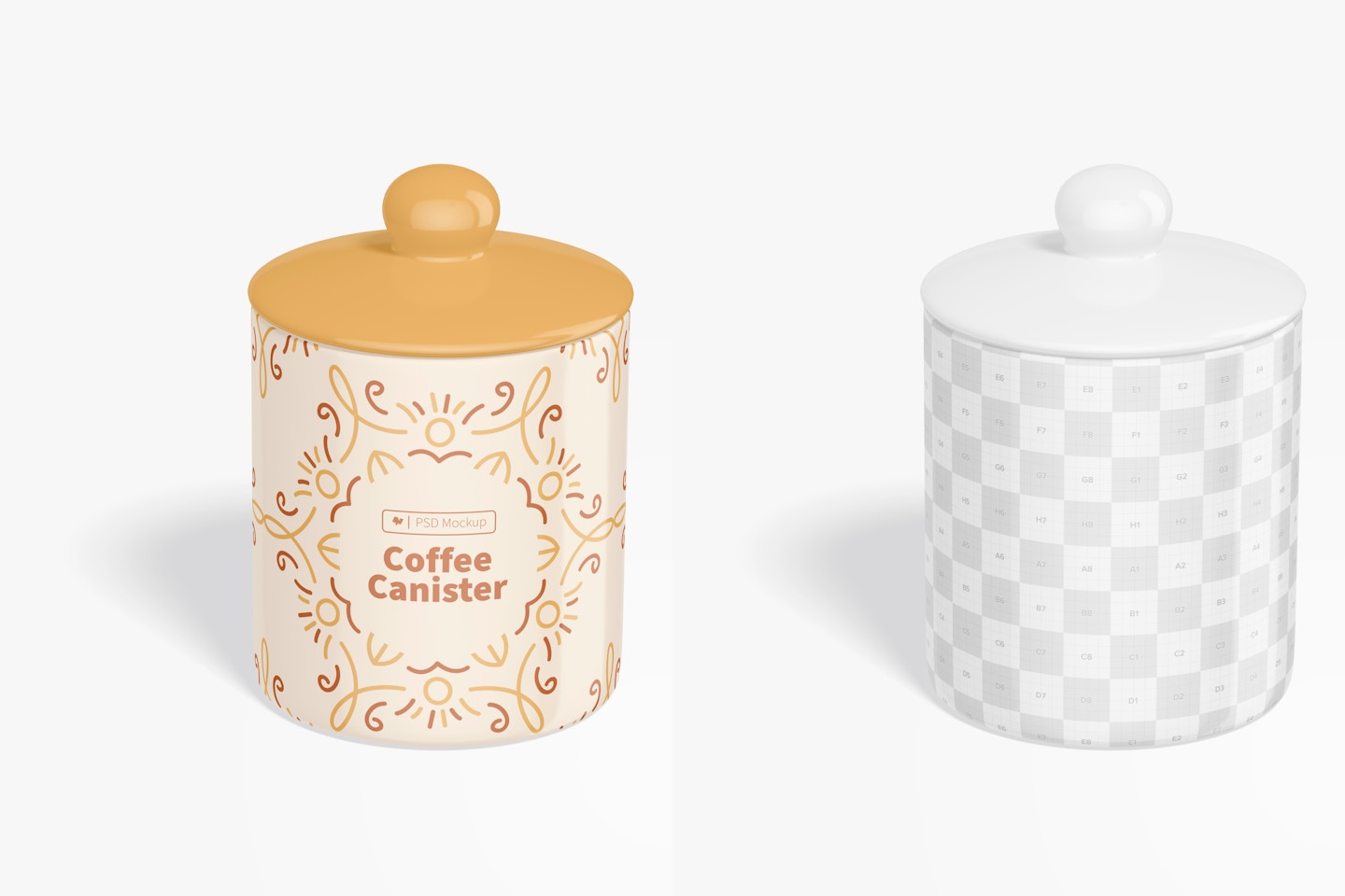 Coffee Canister Mockup, Perspective