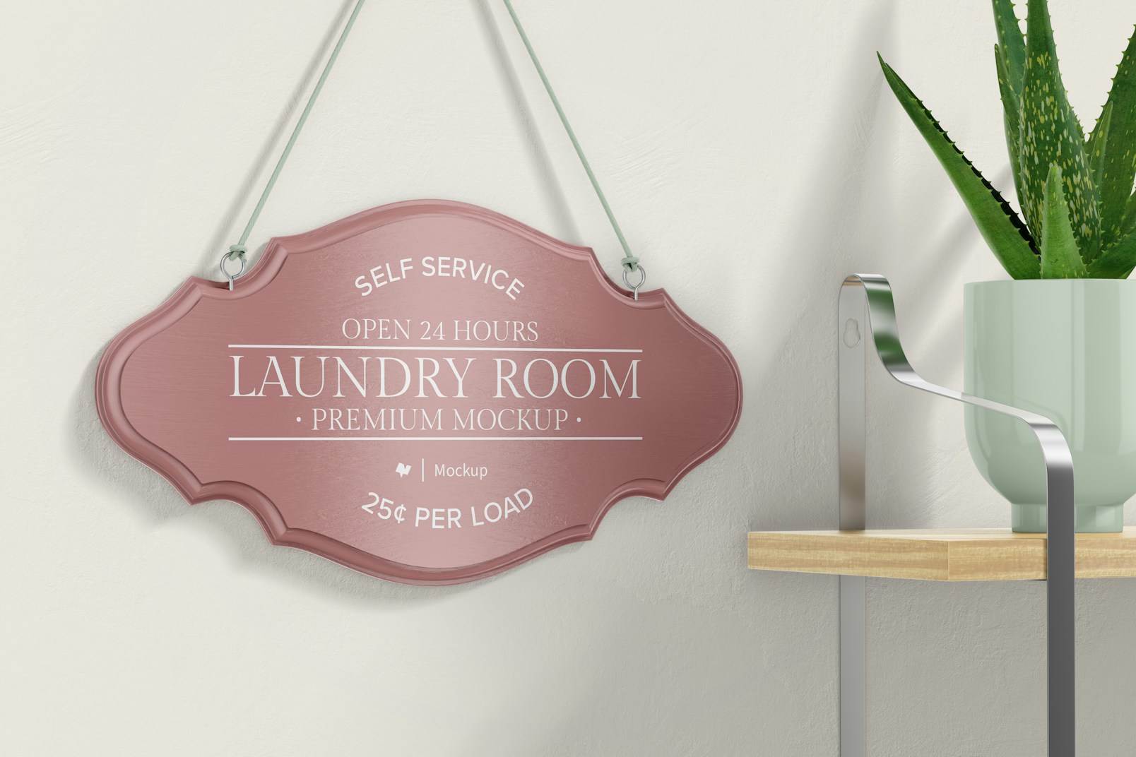 Laundry Room Sign Mockup, with Shelf