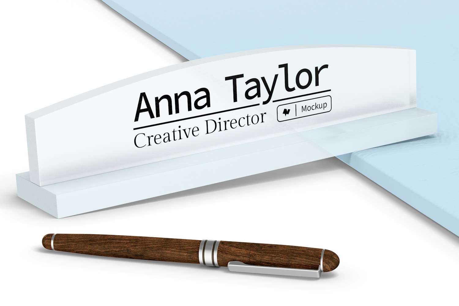 Frosted Glass Name Plate Mockup, Close Up