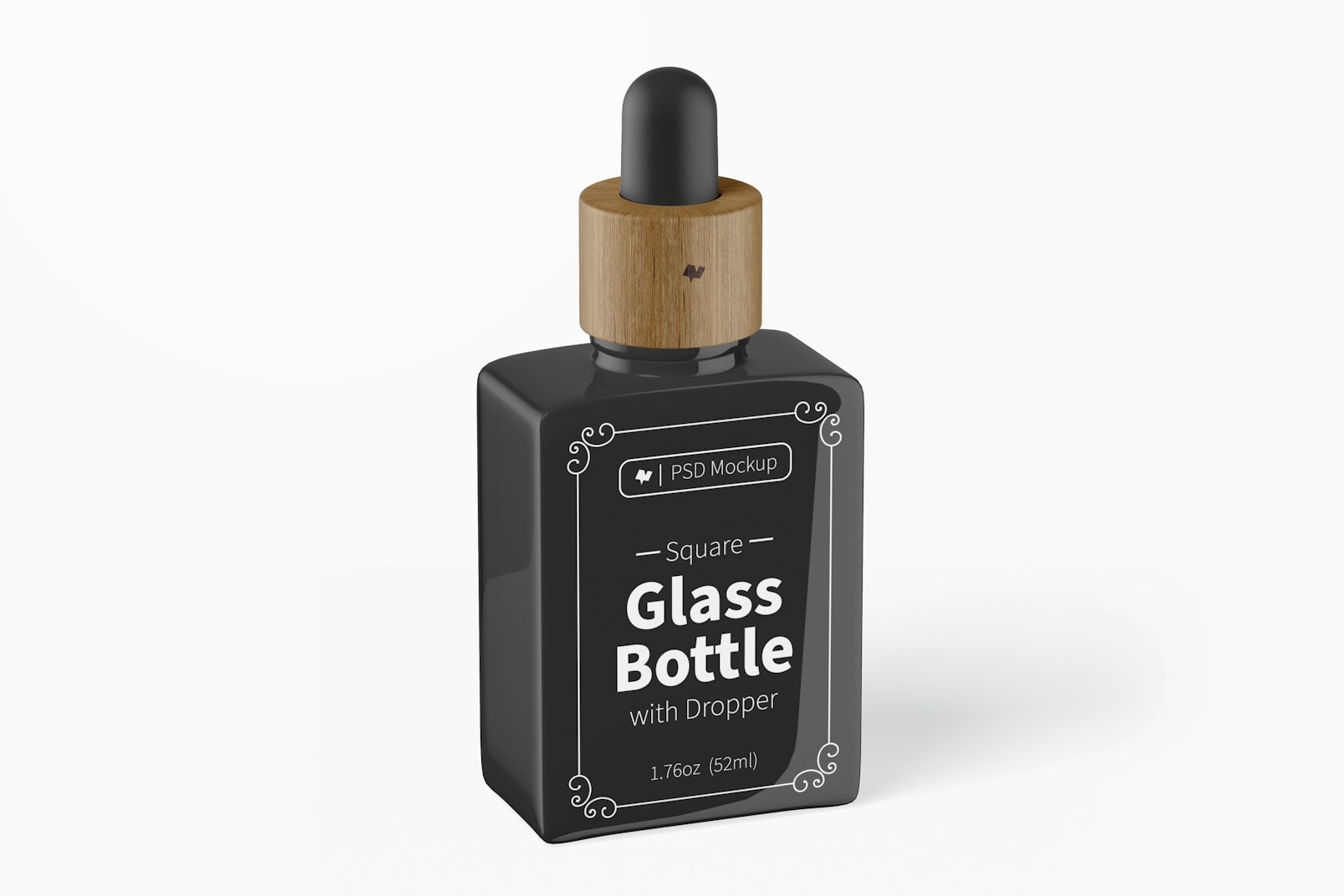 1.76 Oz Square Glass Bottle with Dropper Mockup