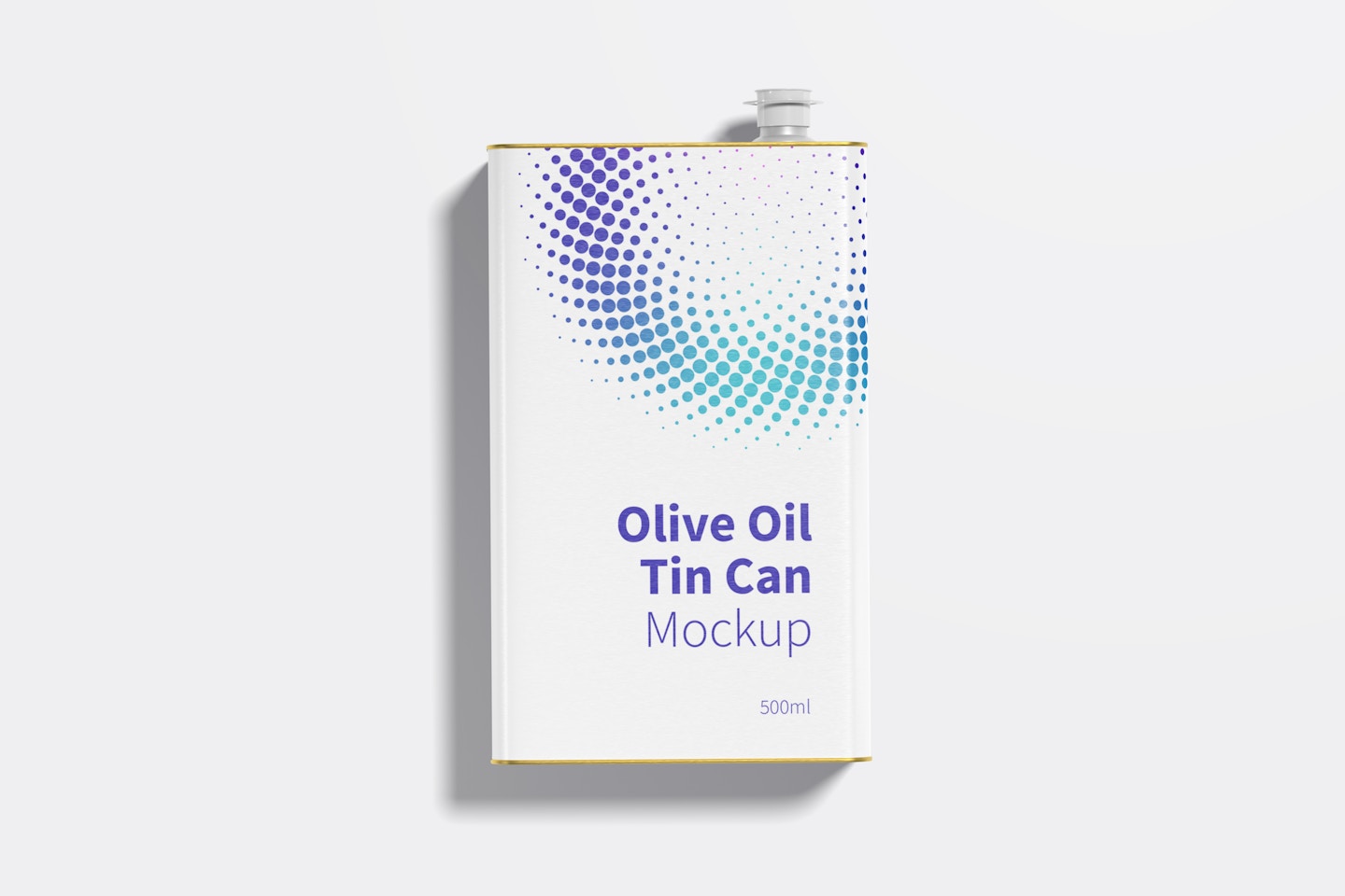 500ml Olive Oil Rectangular Tin Can Mockup, Top View
