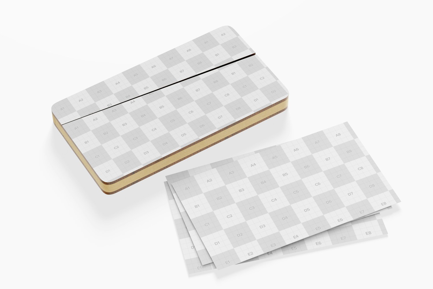 Wooden Business Card Holder Mockup, with Cards