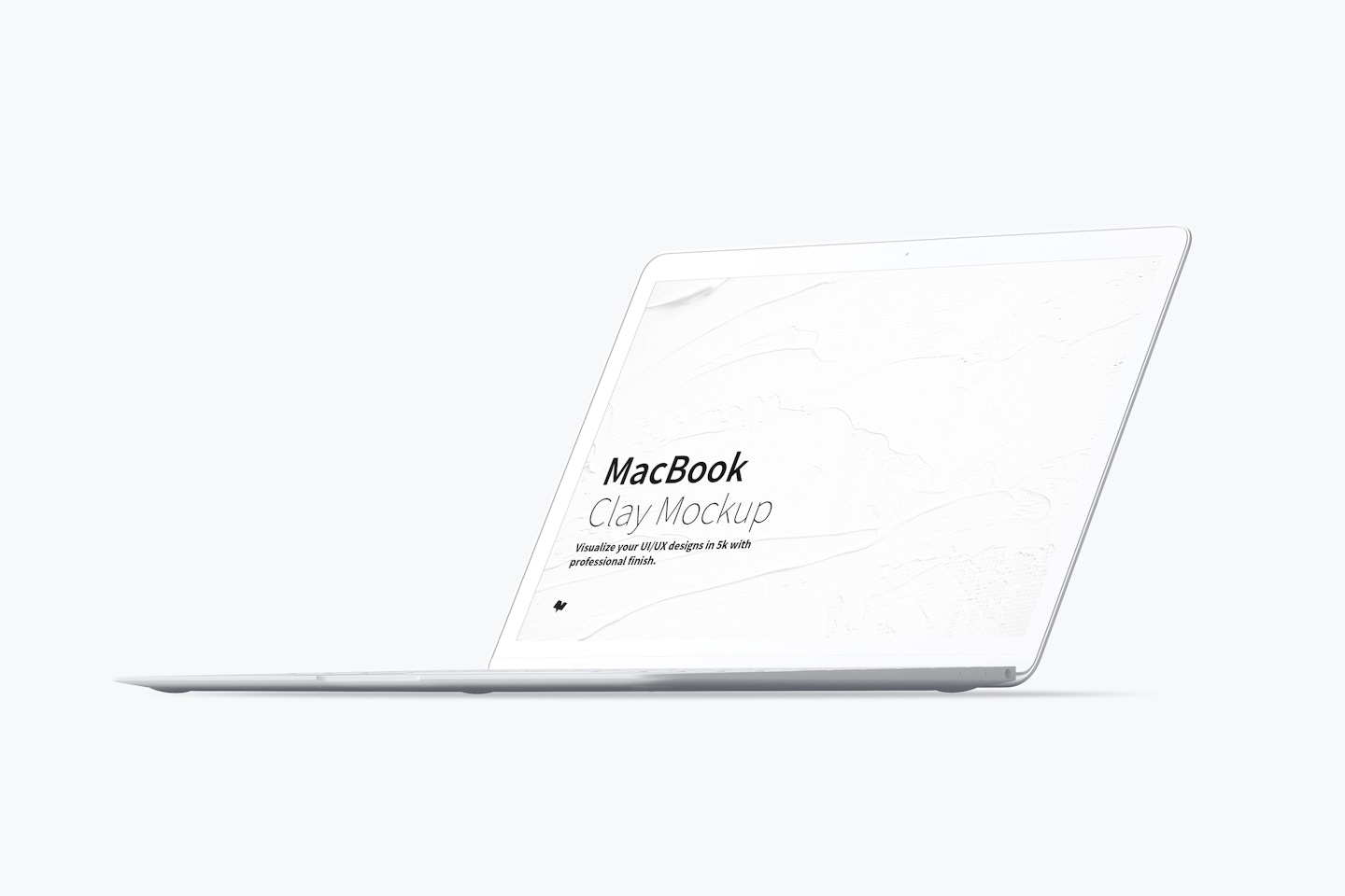 Clay MacBook Mockup, Front Right View