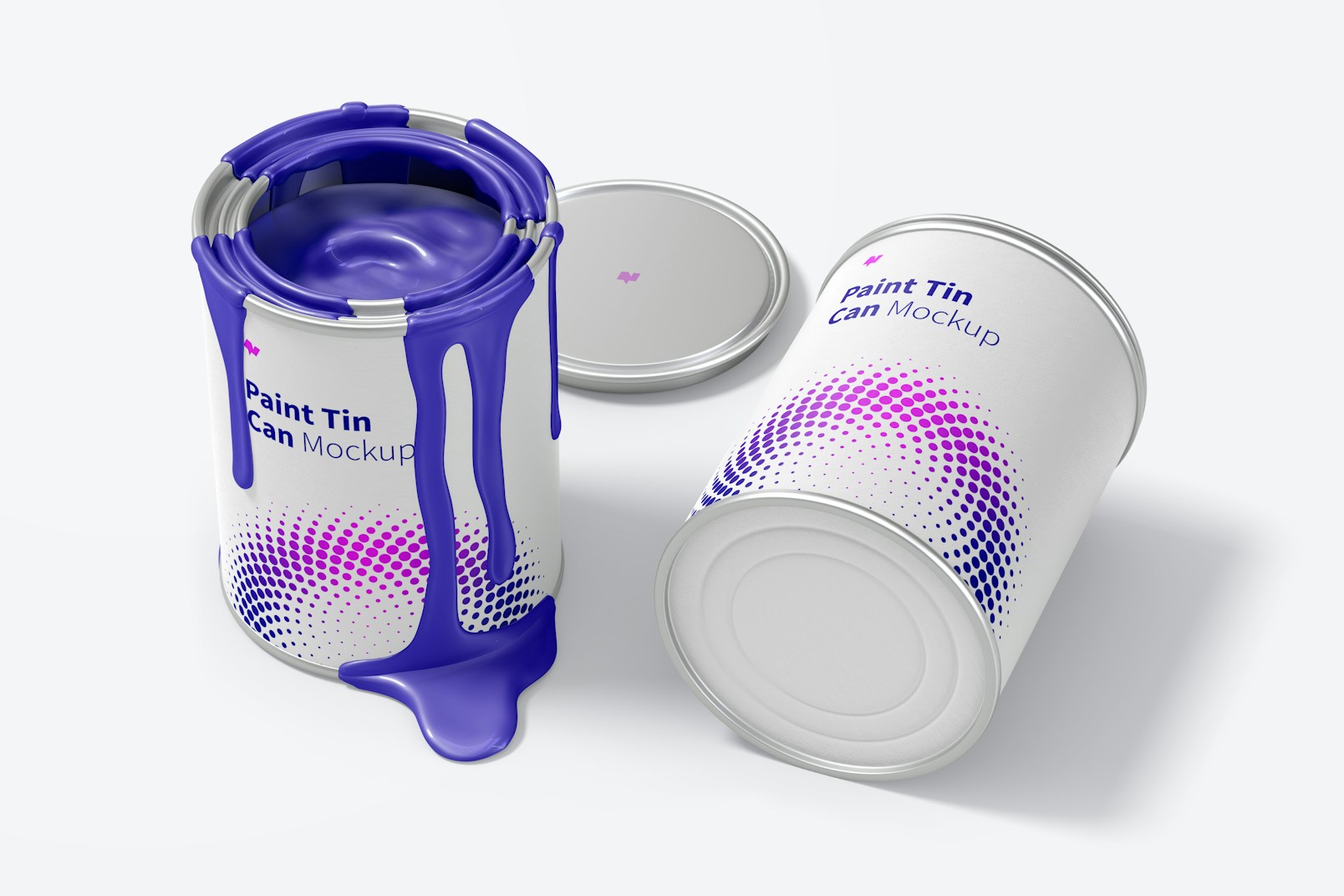 Paint Tin Cans Mockup, Perspective