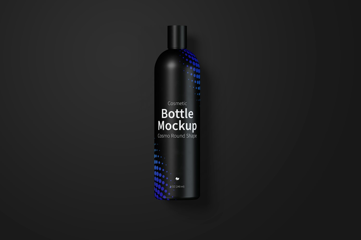 Maqueta de Botella Cosmética Cosmo de 8 oz/240 ml con Tapa de Disco, Vista Frontal