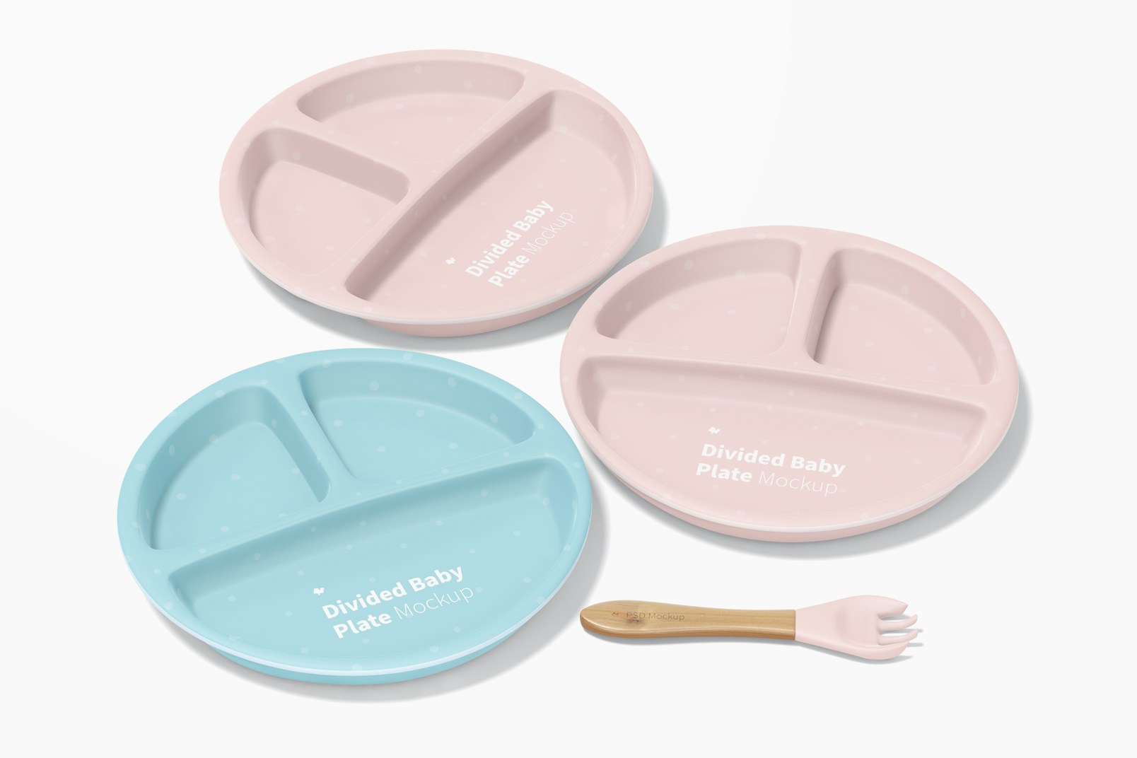 Silicone Divided Baby Plate Set Mockup