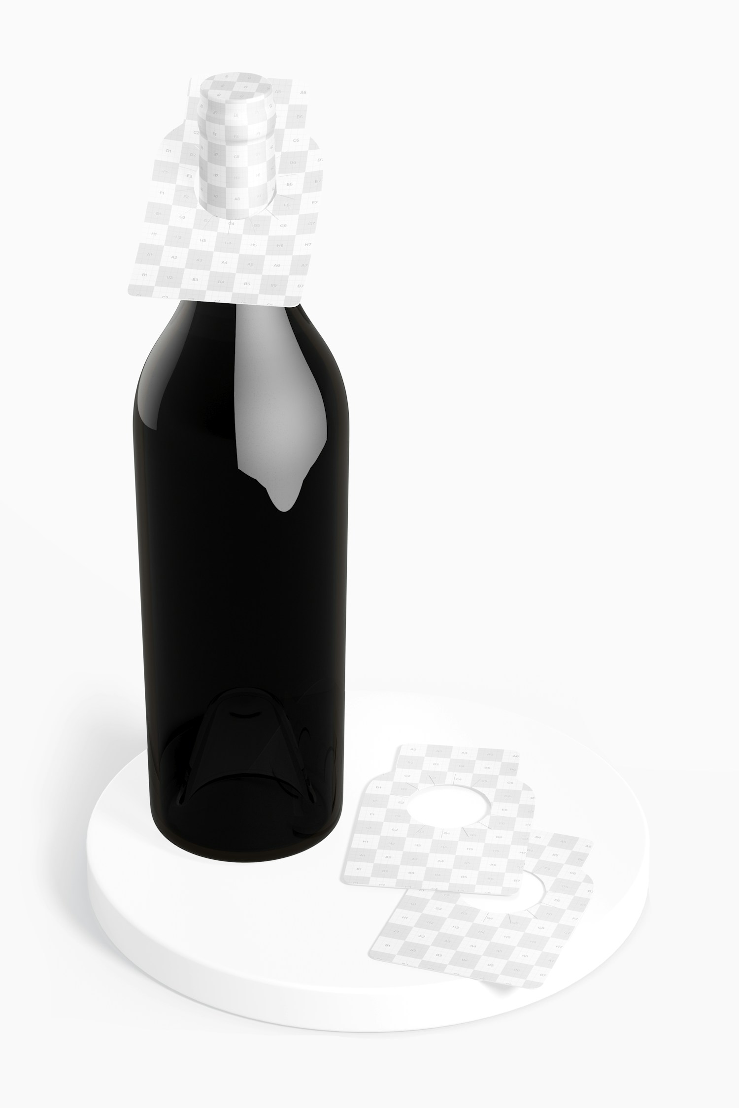 Wine Bottle Tags Mockup, on Surface