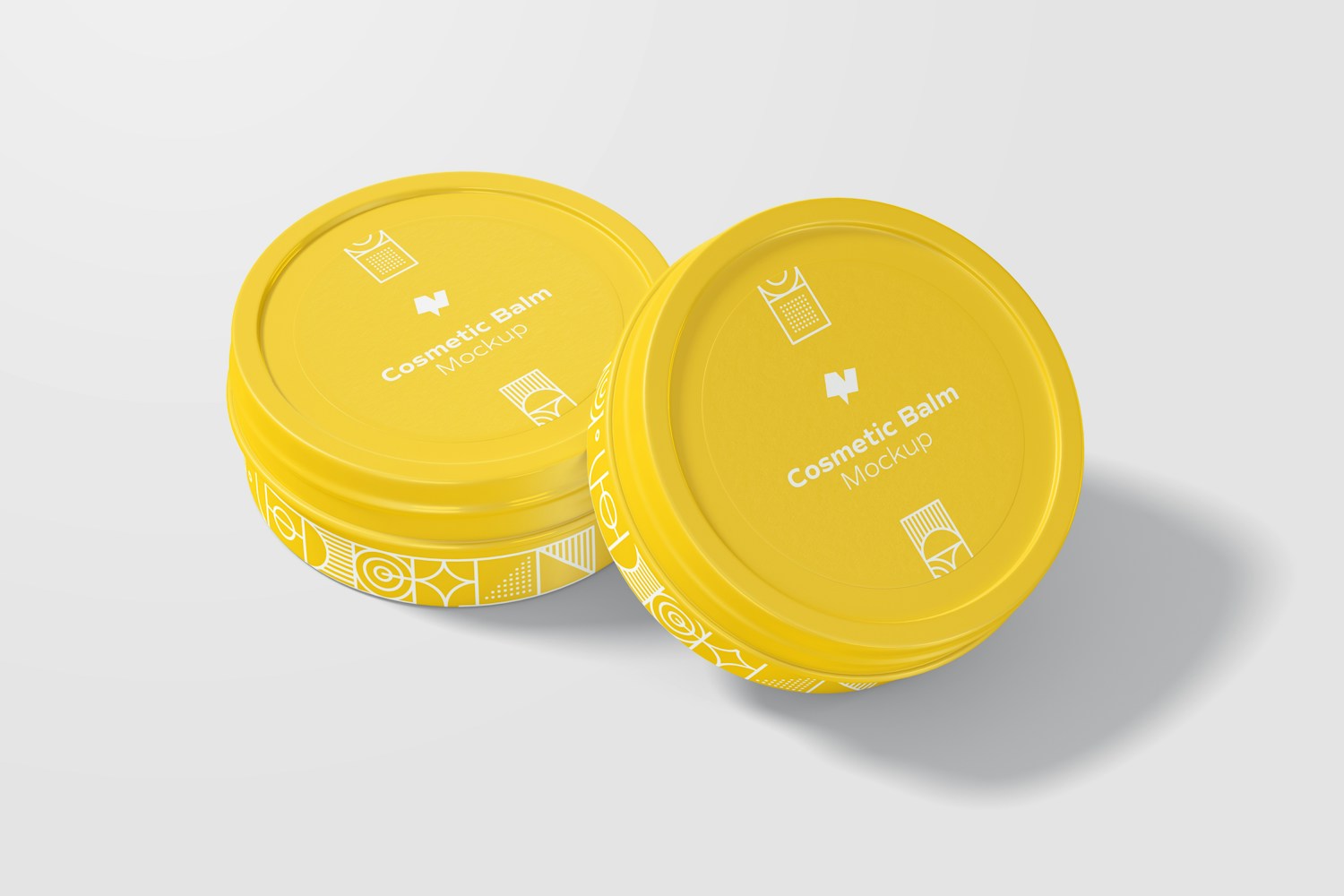 Metallic Cosmetic Balm Packaging Mockup, Closed Metallic Cosmetic Balm Packaging Mockup, Closed