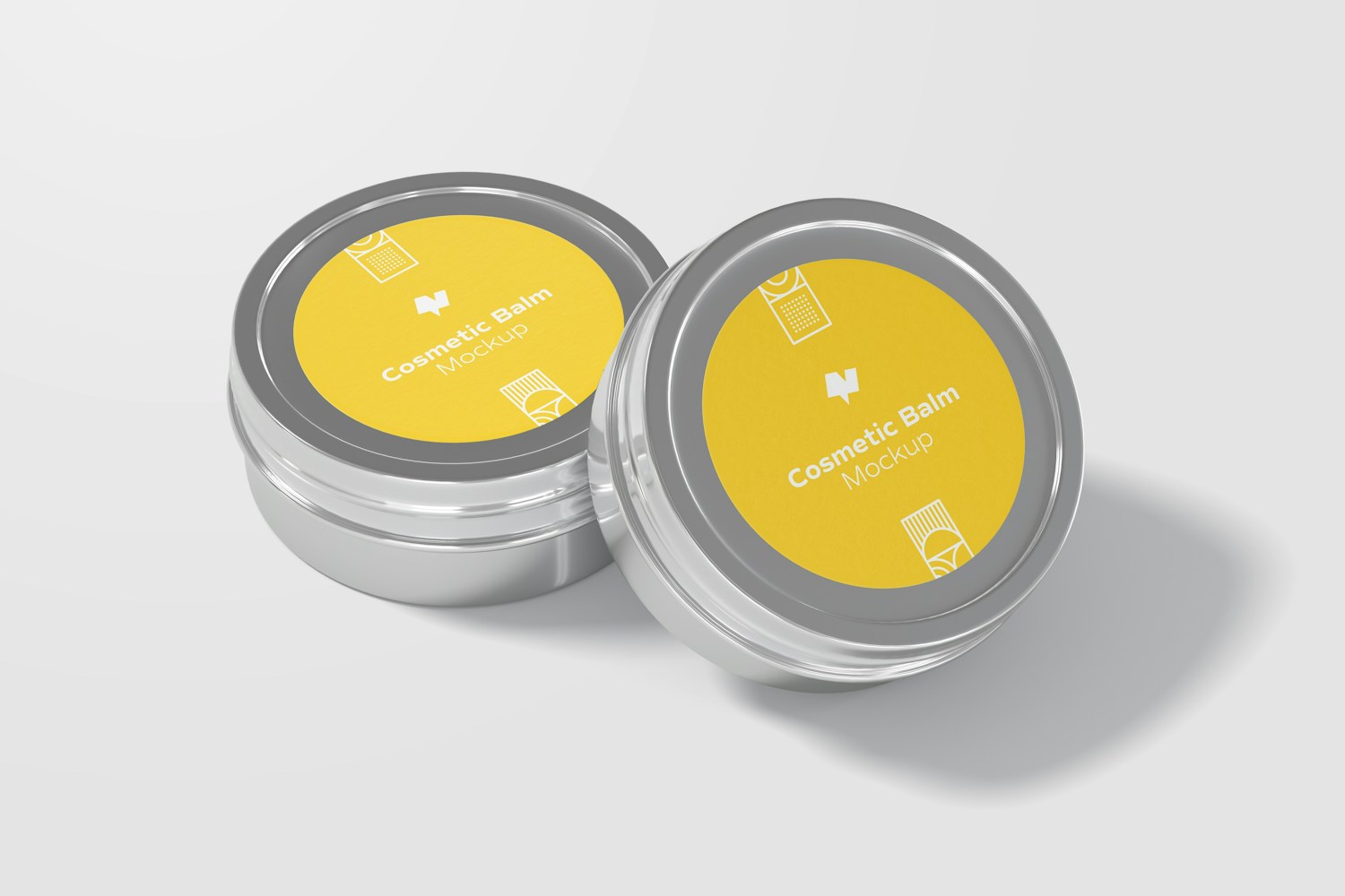 Metallic Cosmetic Balm Packaging Mockup, Closed Metallic Cosmetic Balm Packaging Mockup, Closed