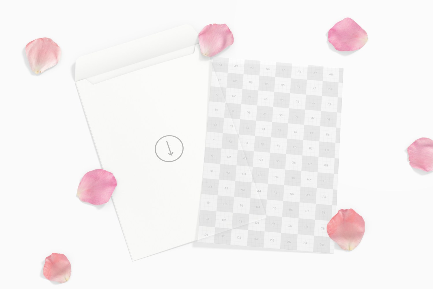 Frosted Acrylic Invitation Card with Envelope Mockup